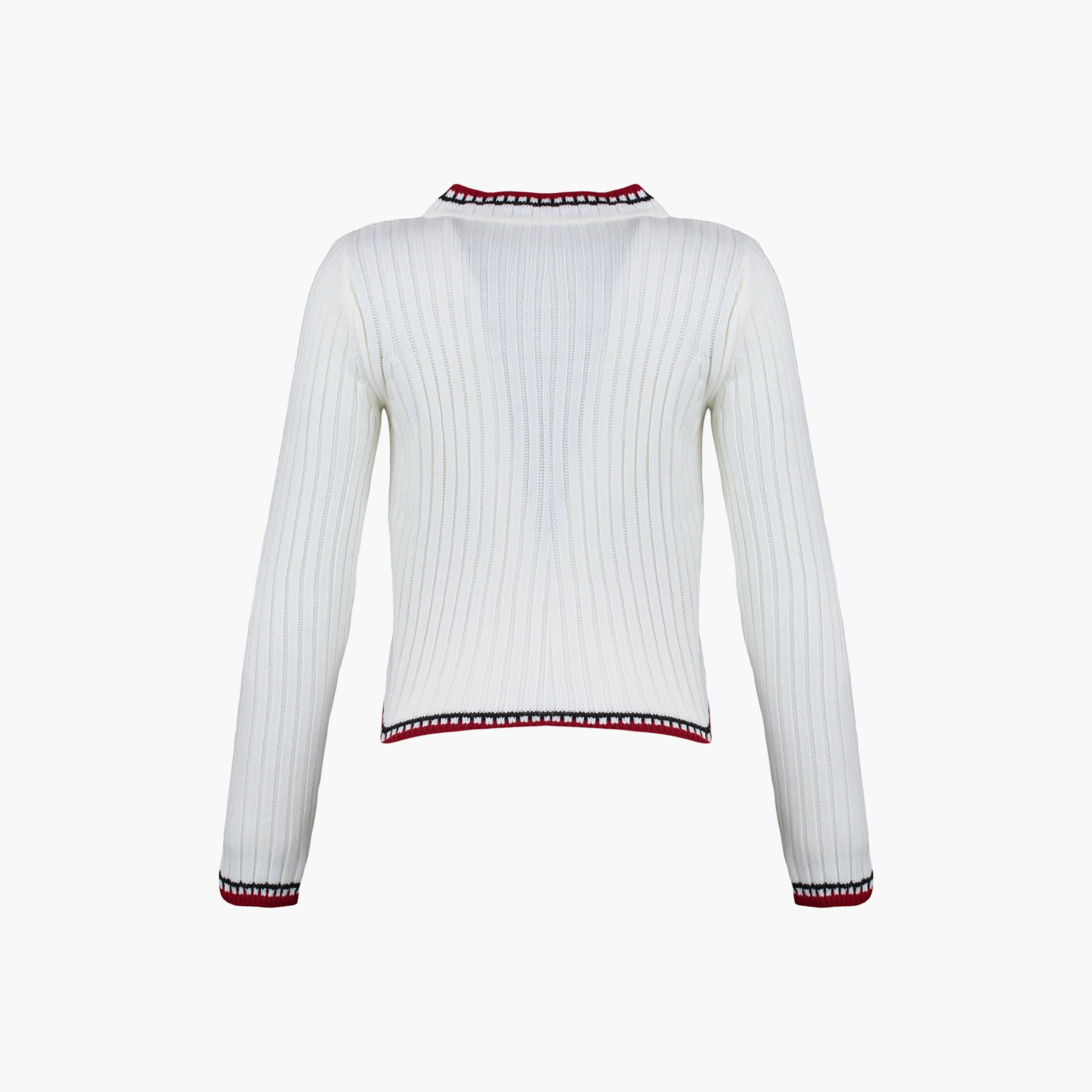 Trendyolmilla White Geometric Knit Collared Women's Cardigan-women-winterwear-cardigansandjumpers-cardigans-image-6