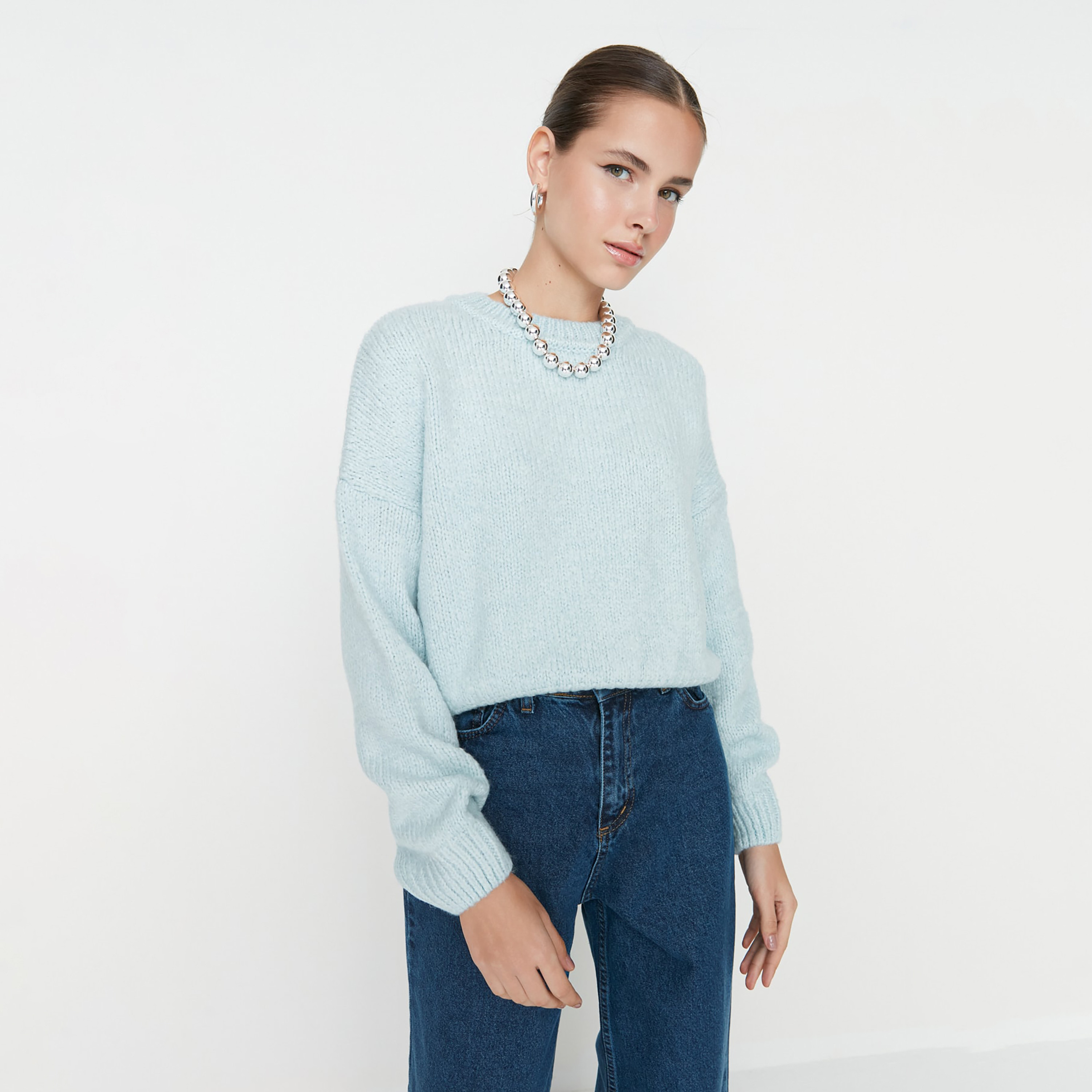 بلوفر حريمي بأكمام منسدلة من تريندyol ميلا-women-winterwear-cardigansandjumpers-jumpers-image-1