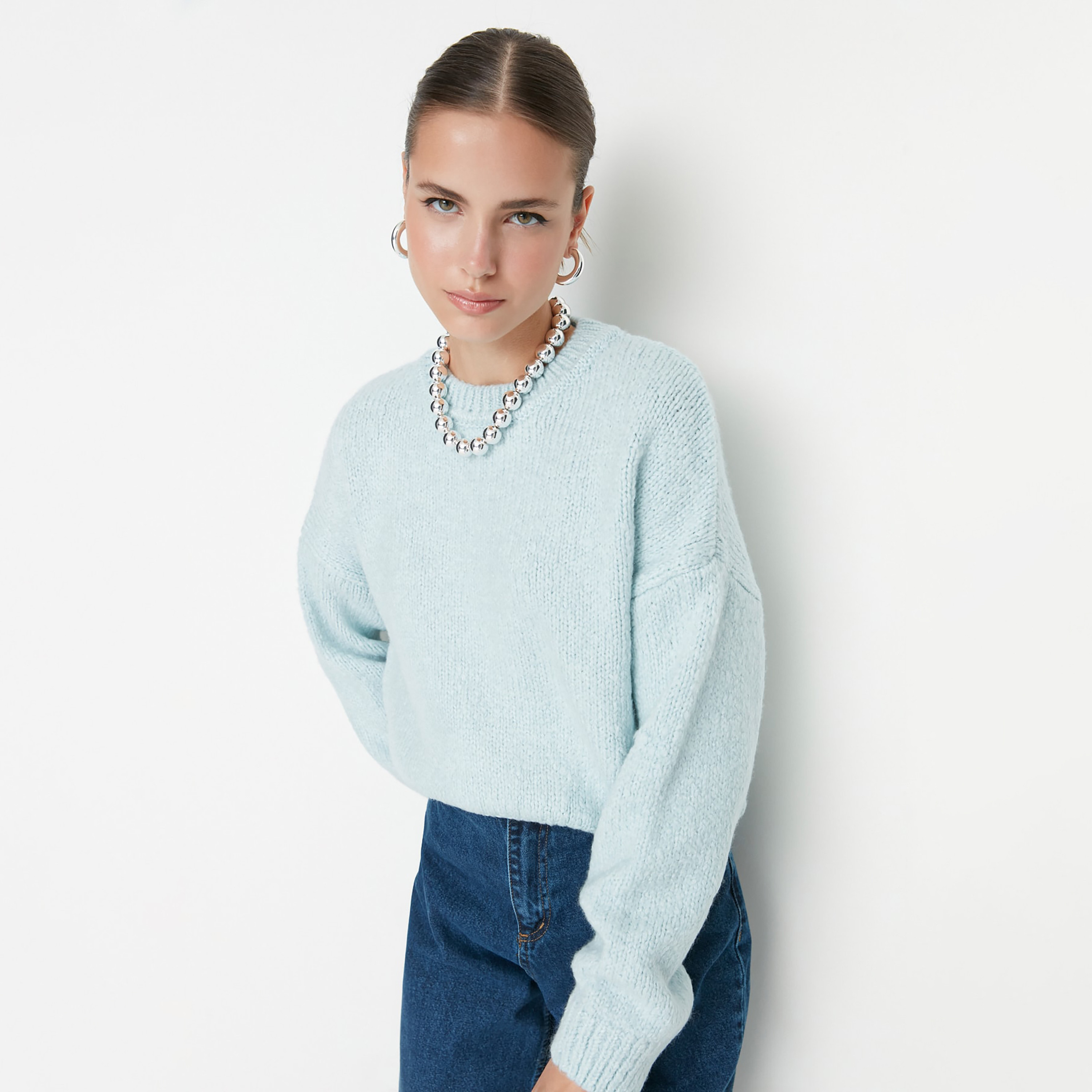 بلوفر حريمي بأكمام منسدلة من تريندyol ميلا-women-winterwear-cardigansandjumpers-jumpers-image-2