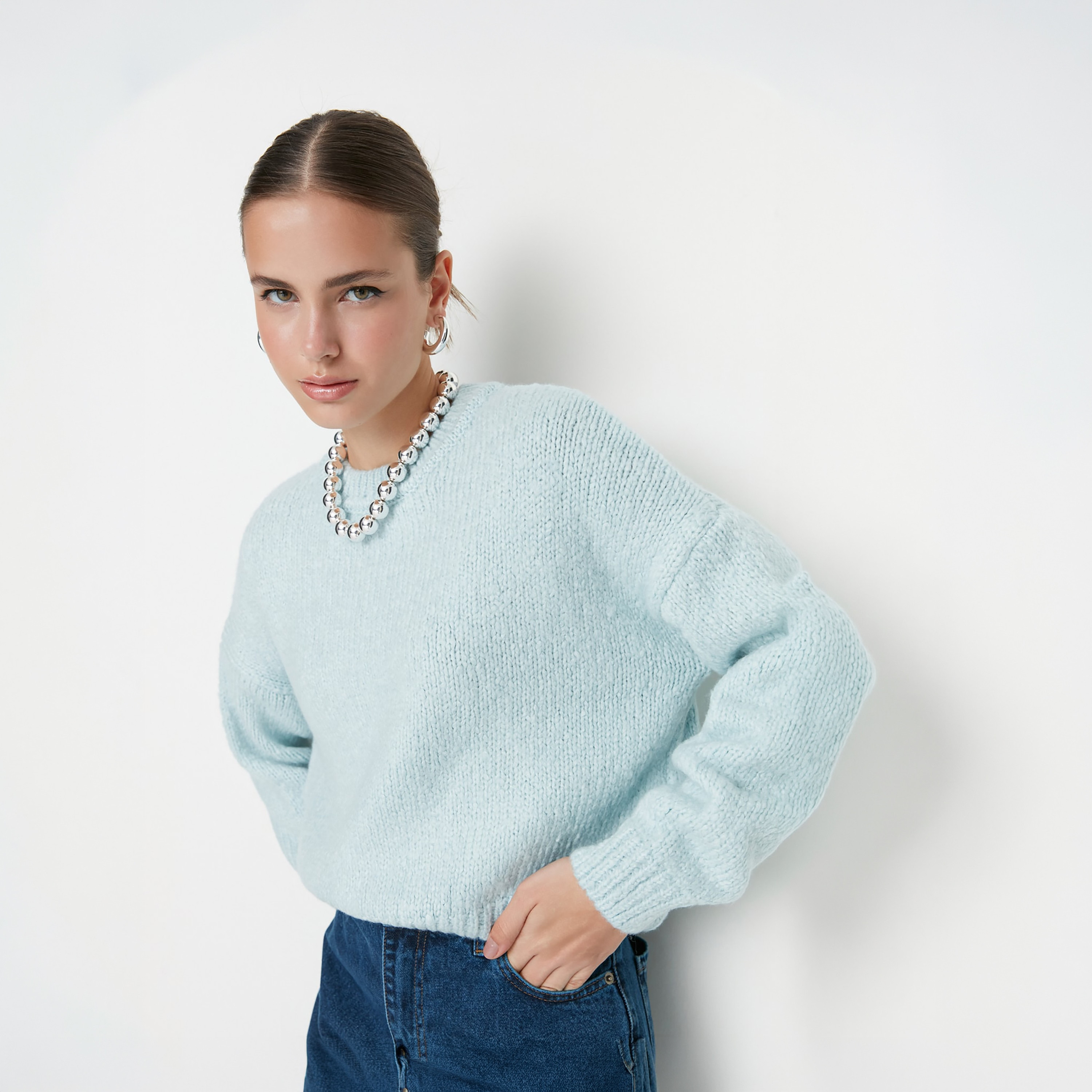 بلوفر حريمي بأكمام منسدلة من تريندyol ميلا-women-winterwear-cardigansandjumpers-jumpers-image-3
