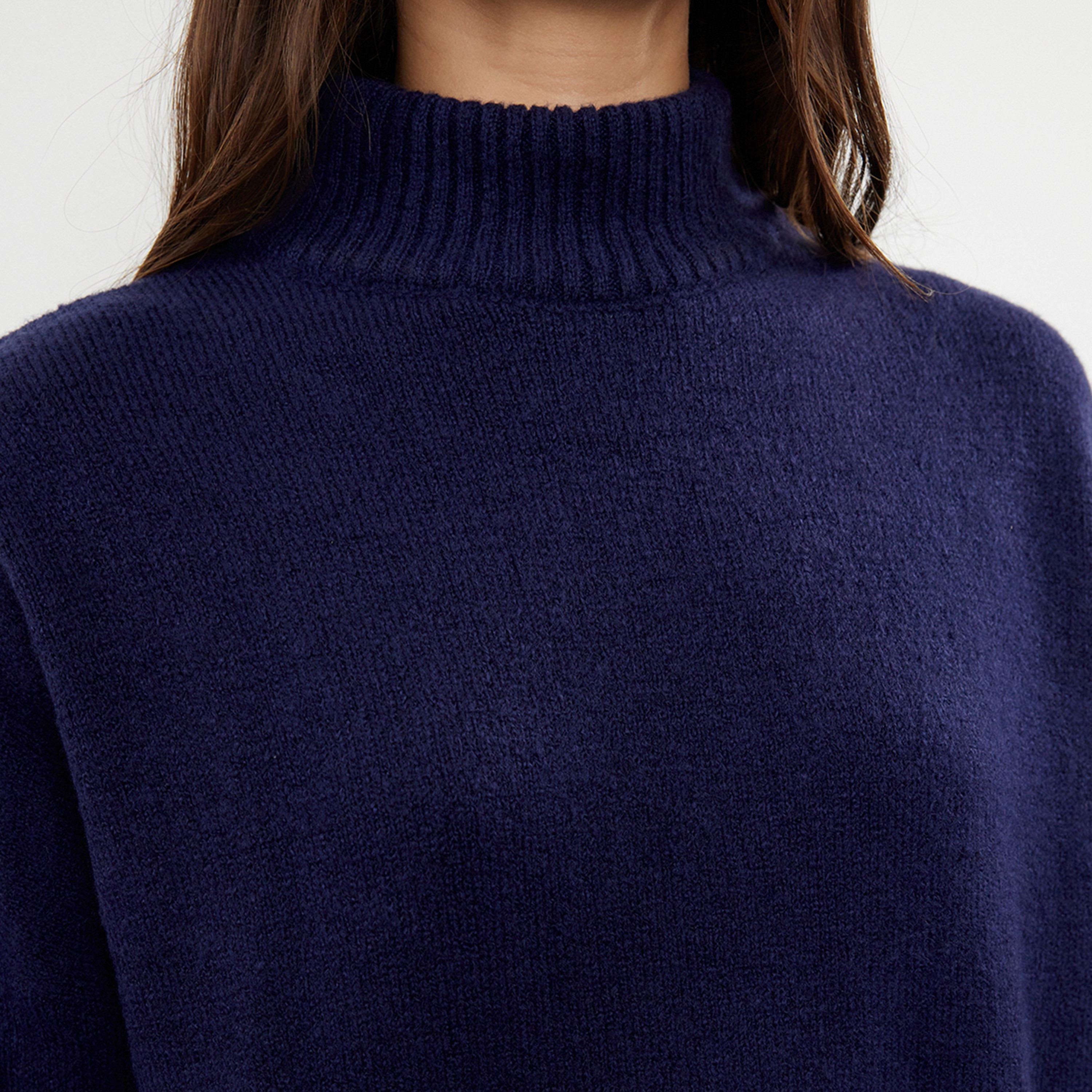 Trendyolmilla Navy High Neck Dropped Sleeves Women's Sweater-women-winterwear-cardigansandjumpers-jumpers-image-4