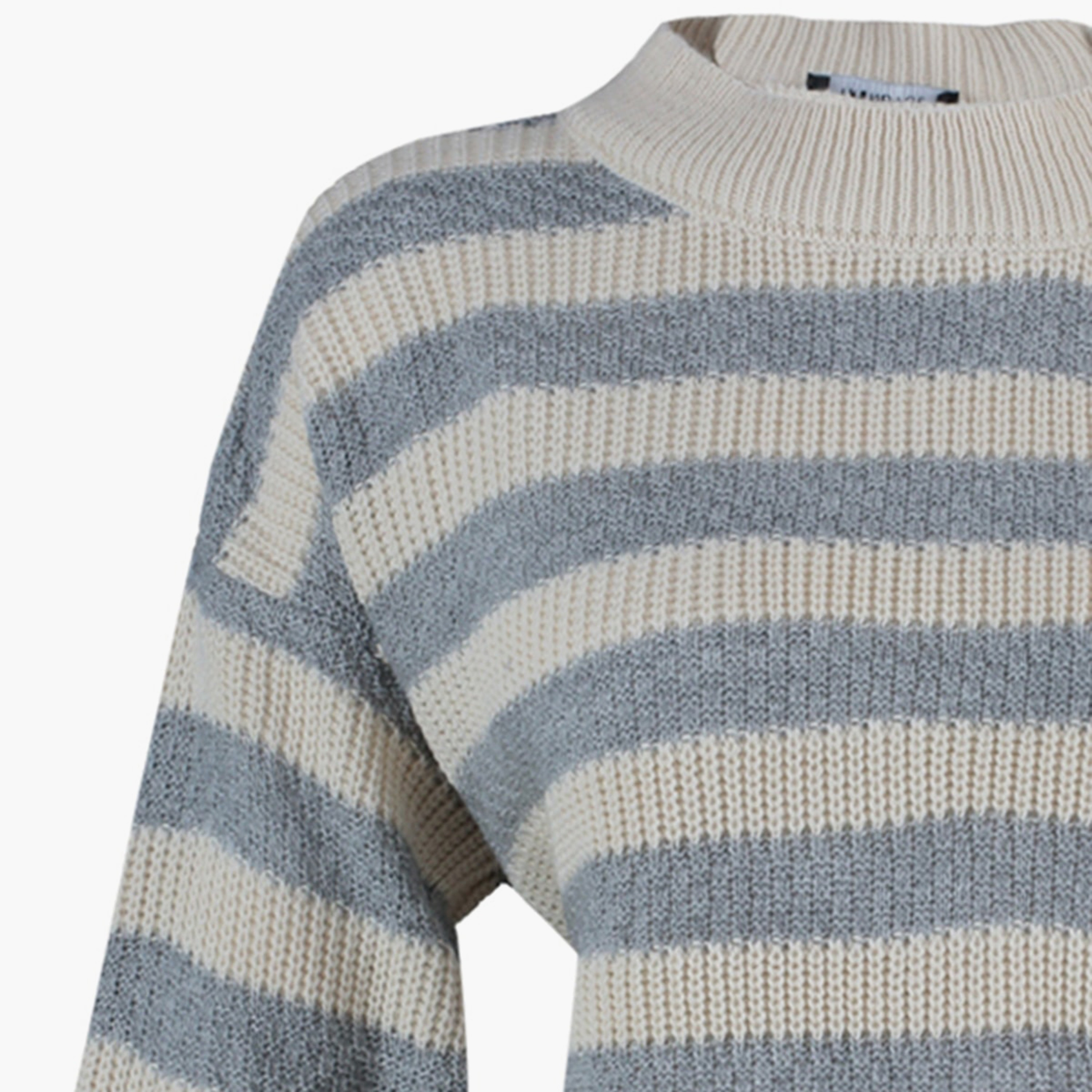 بلوفر حريمي أبيض مخطط بأكمام مسدلة من ترينديول ميلا-women-winterwear-cardigansandjumpers-jumpers-image-5