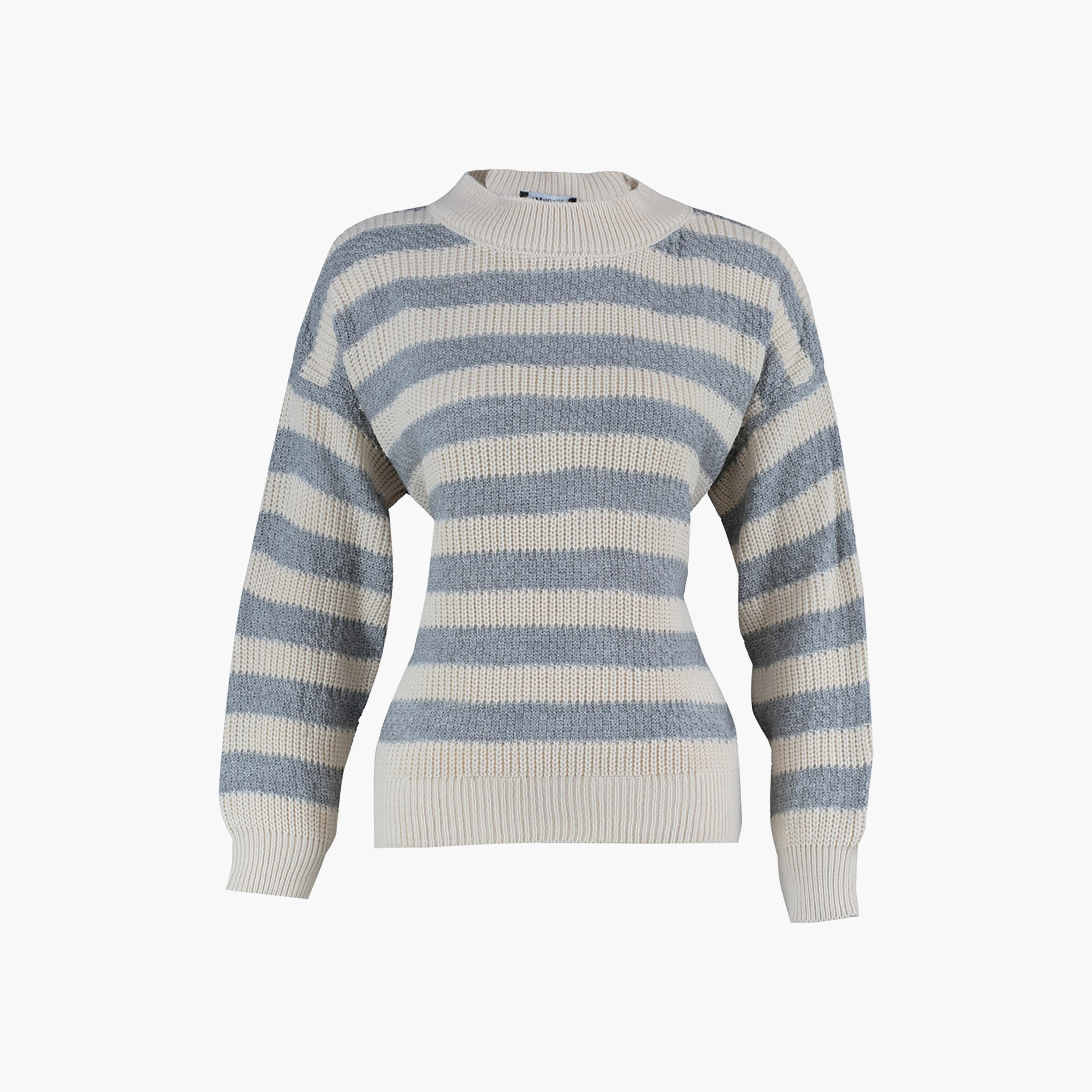 بلوفر حريمي أبيض مخطط بأكمام مسدلة من ترينديول ميلا-women-winterwear-cardigansandjumpers-jumpers-image-6