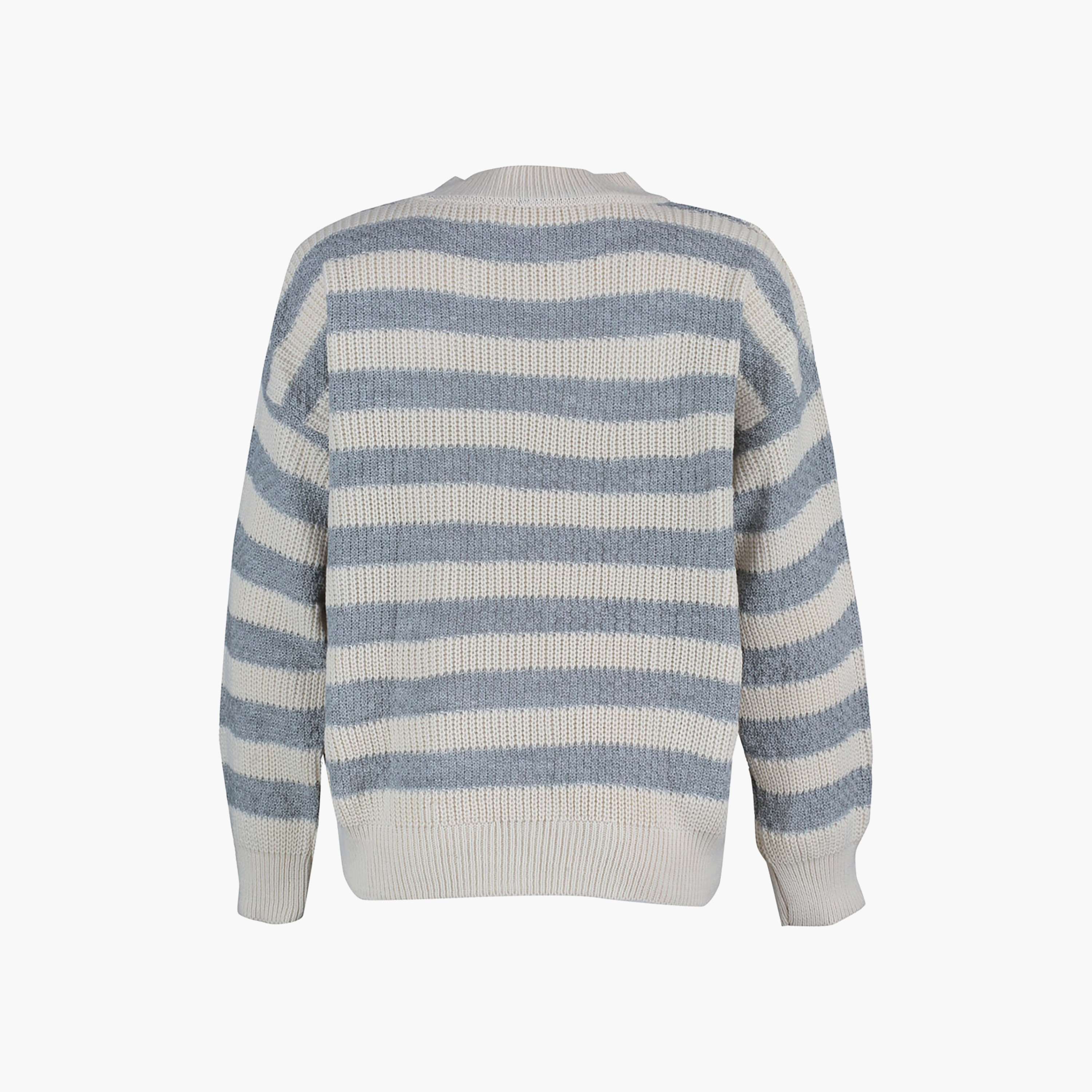 بلوفر حريمي أبيض مخطط بأكمام مسدلة من ترينديول ميلا-women-winterwear-cardigansandjumpers-jumpers-image-7