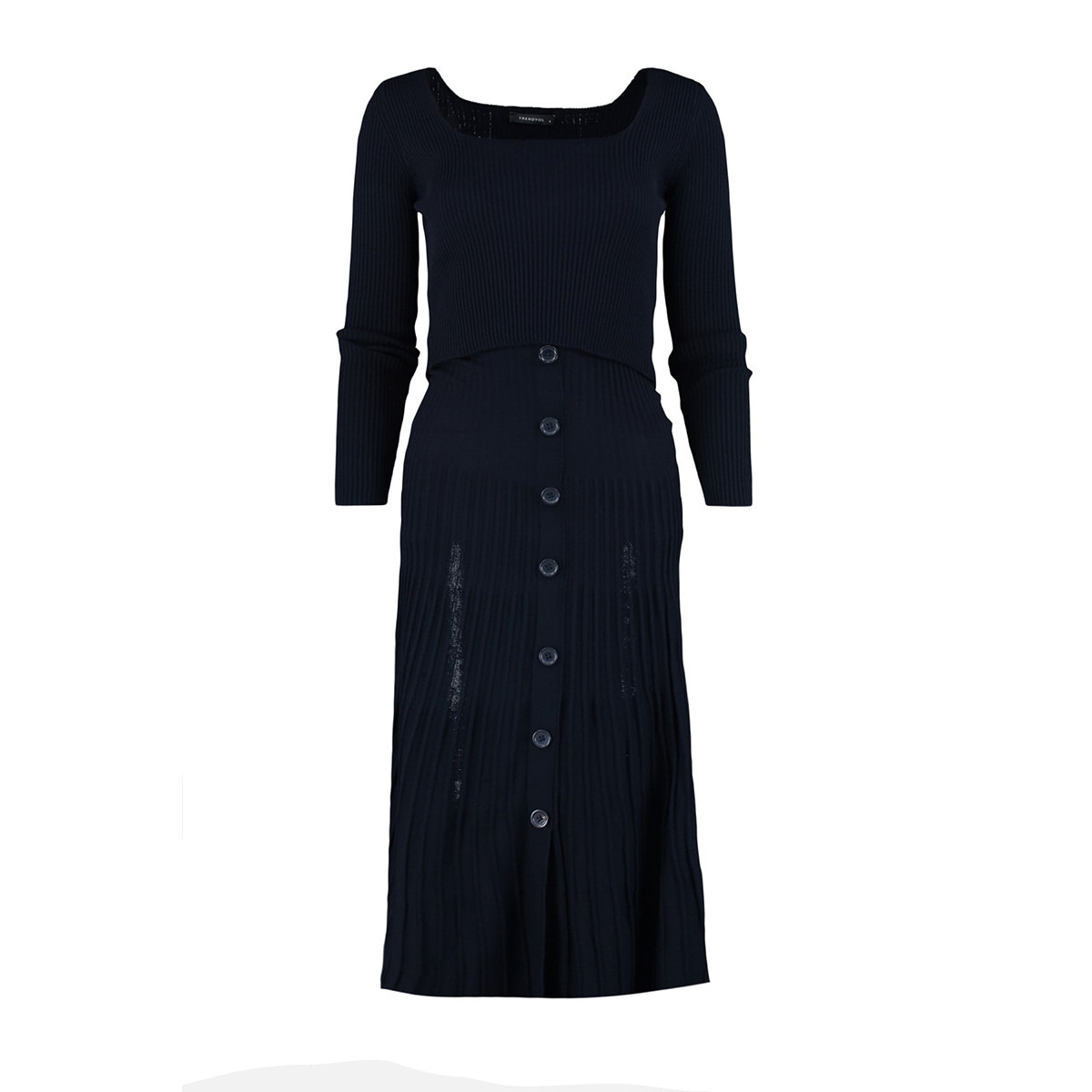 Trendyol Women Knitted Square Neck Top and Ruffled Hem Skirt Set-women-clothing-coordsets-image-7