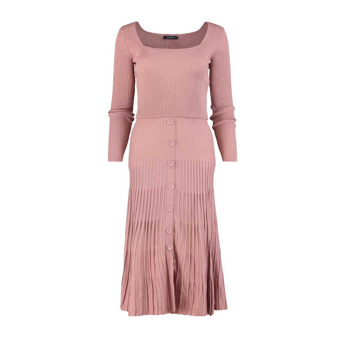 Trendyol Women Knitted Square Neck Top and Ruffled Hem Skirt Set-women-clothing-coordsets-image-21