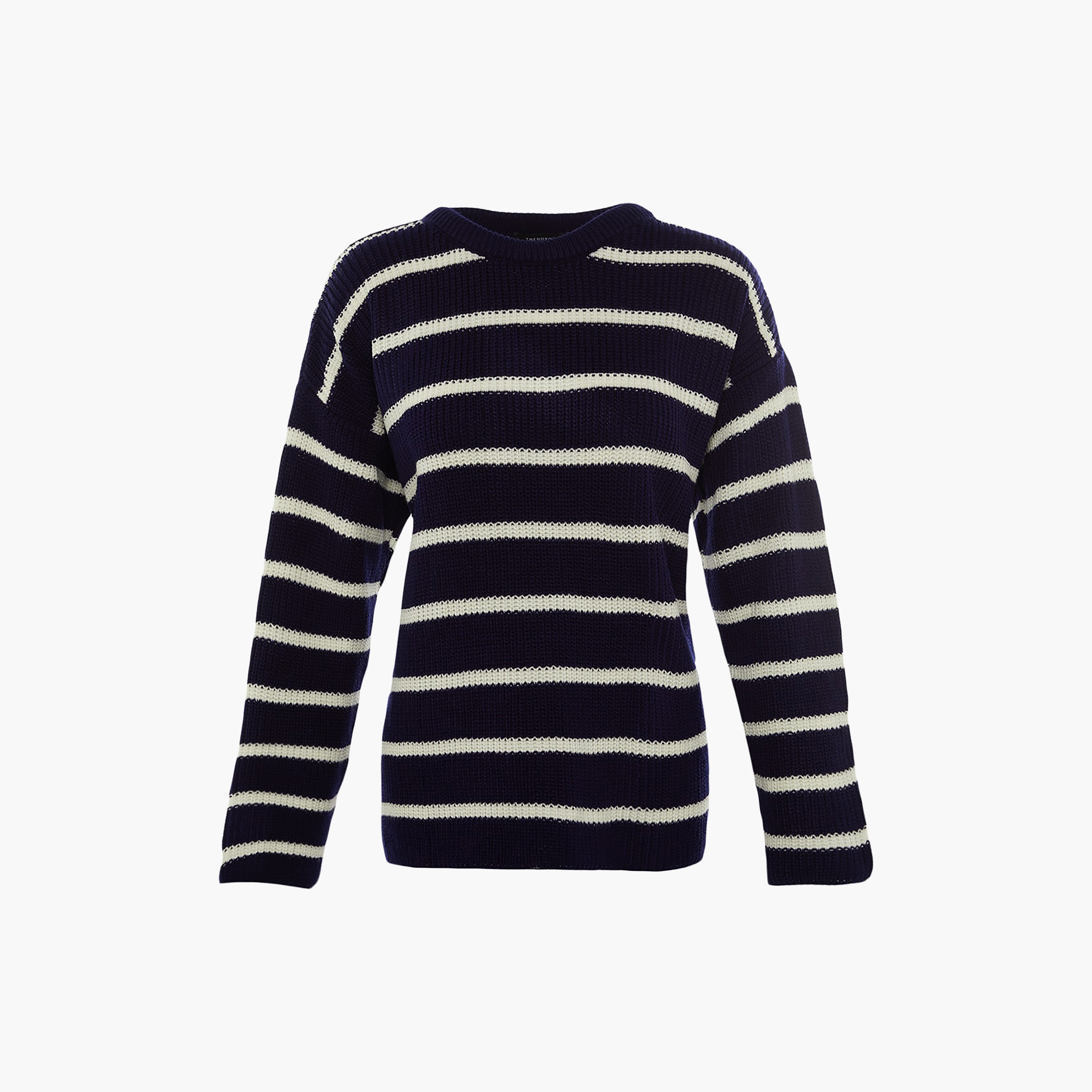 بلوفر حريمي مخطط باللون الكحلي بأكمام منسدلة من تريندyol ميلا-women-winterwear-cardigansandjumpers-jumpers-image-6