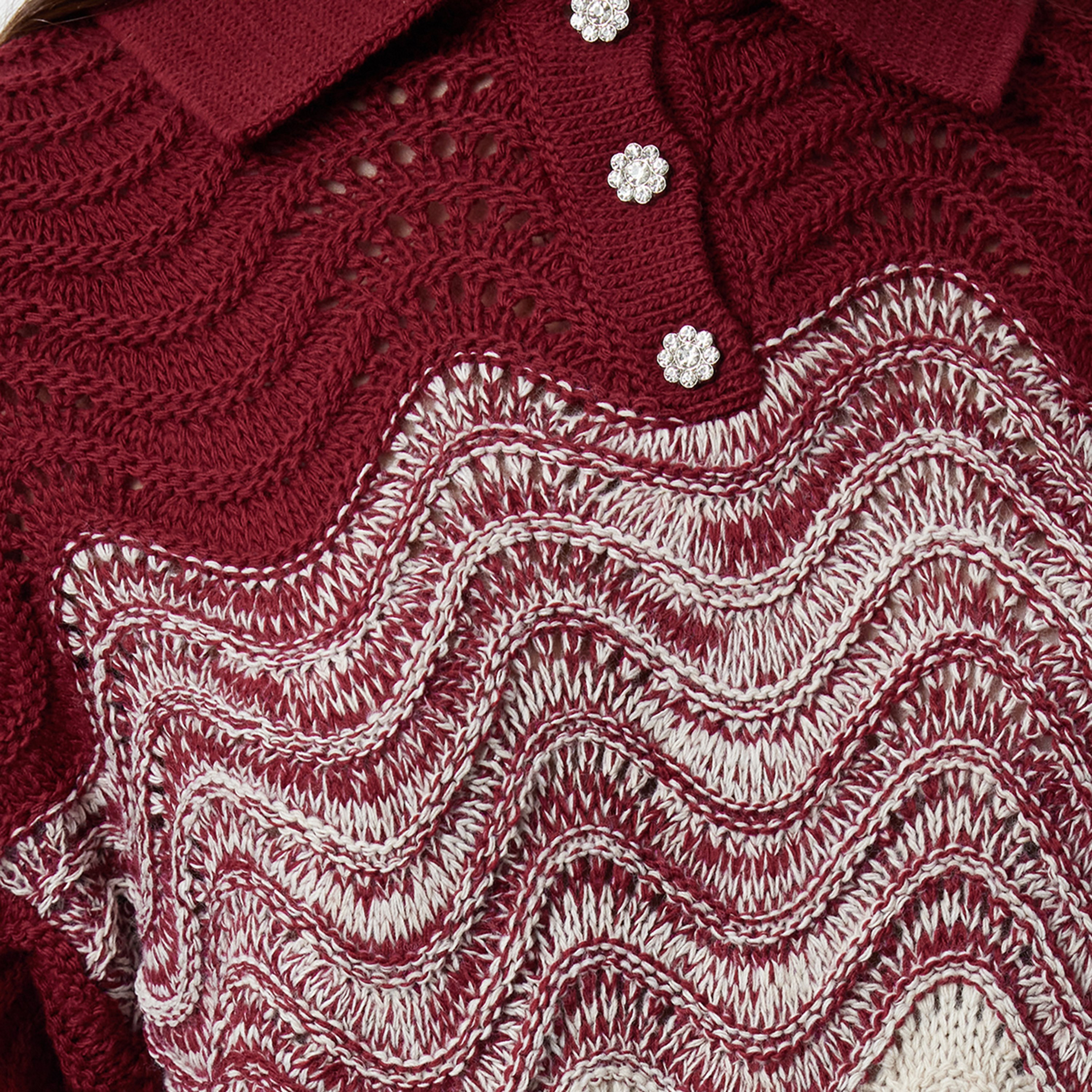 Trendyolmilla Multicolour Wavy Knit Collared Dropped Sleeves Women's Sweater-women-winterwear-cardigansandjumpers-jumpers-image-6