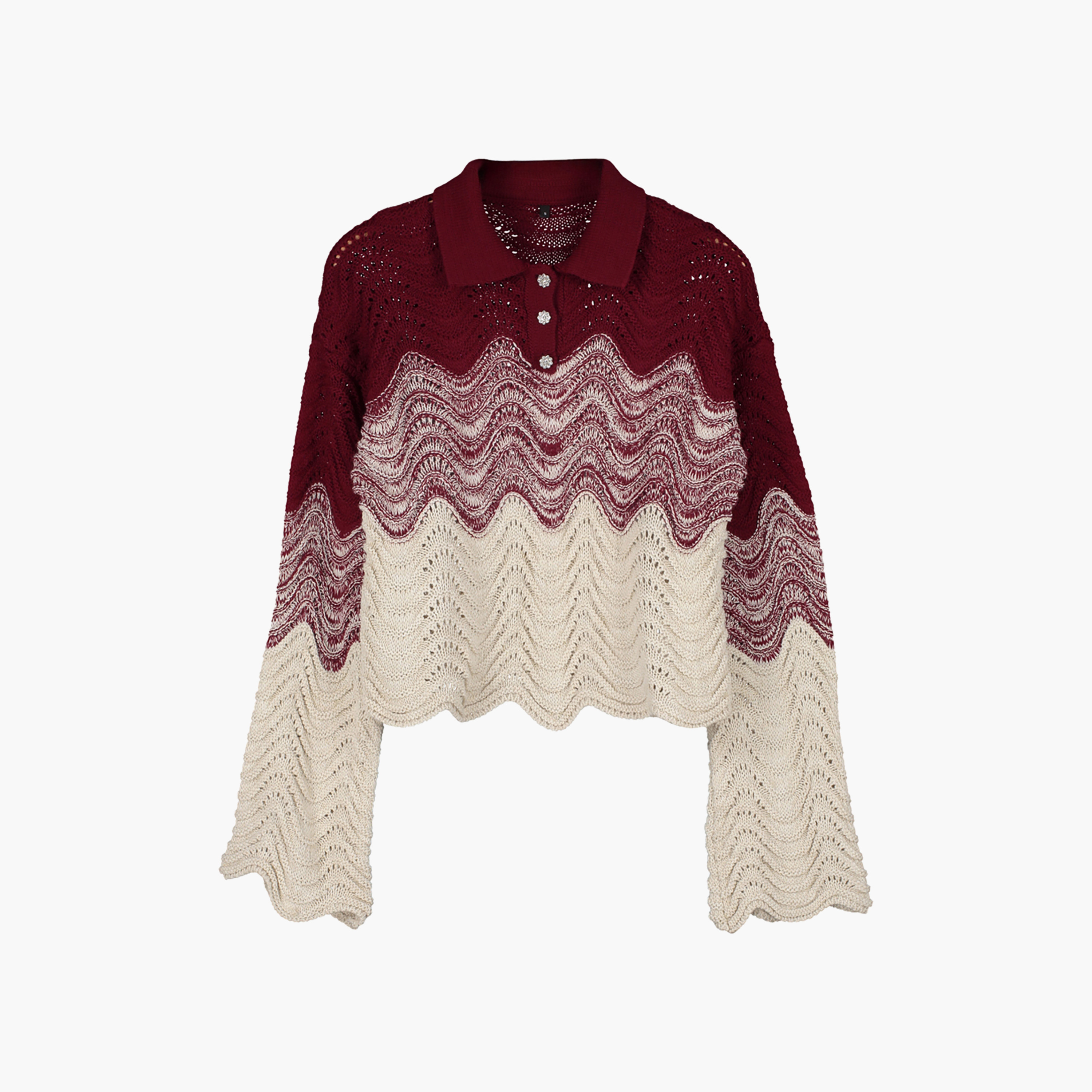 Trendyolmilla Multicolour Wavy Knit Collared Dropped Sleeves Women's Sweater-women-winterwear-cardigansandjumpers-jumpers-image-7