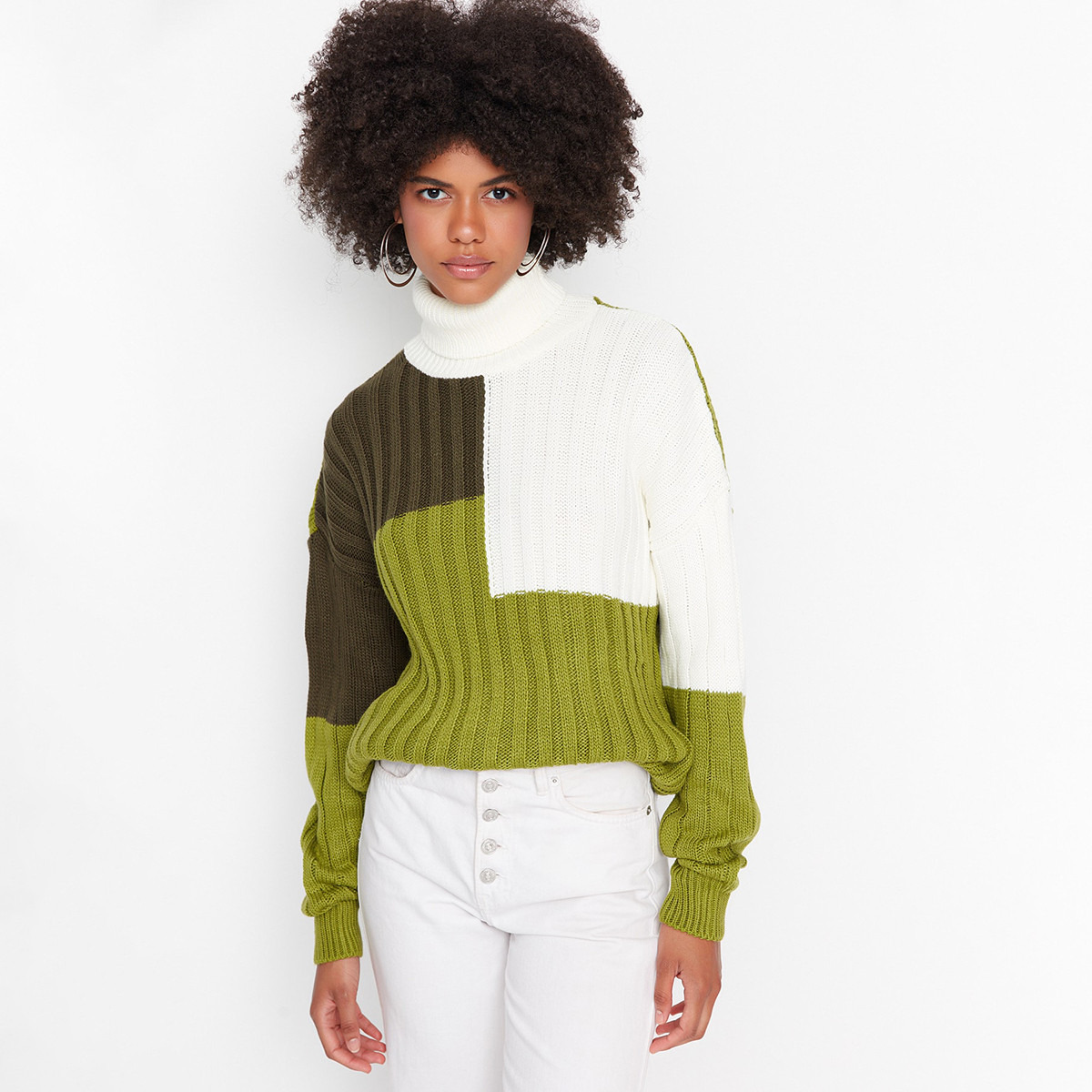 كنزة نسائية من ترينديول مع متعدد الألوان برقبة سلحفاة و ضيقة-women-clothing-cardigansandjumpers-jumpers-image-3