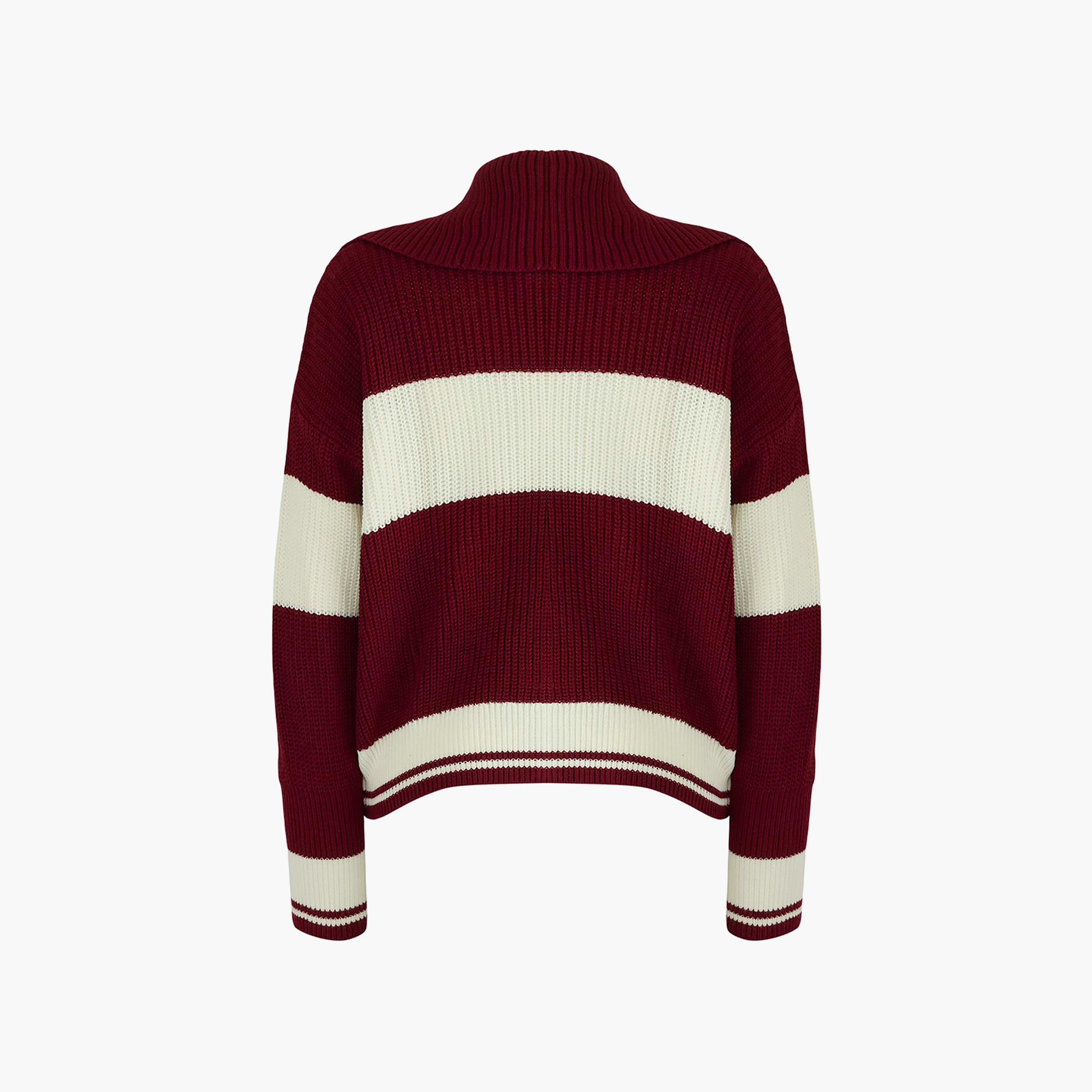 Trendyolmilla Burgundy Color-Blocked Collared Dropped Sleeves Women's Cardigan-women-winterwear-cardigansandjumpers-cardigans-image-5