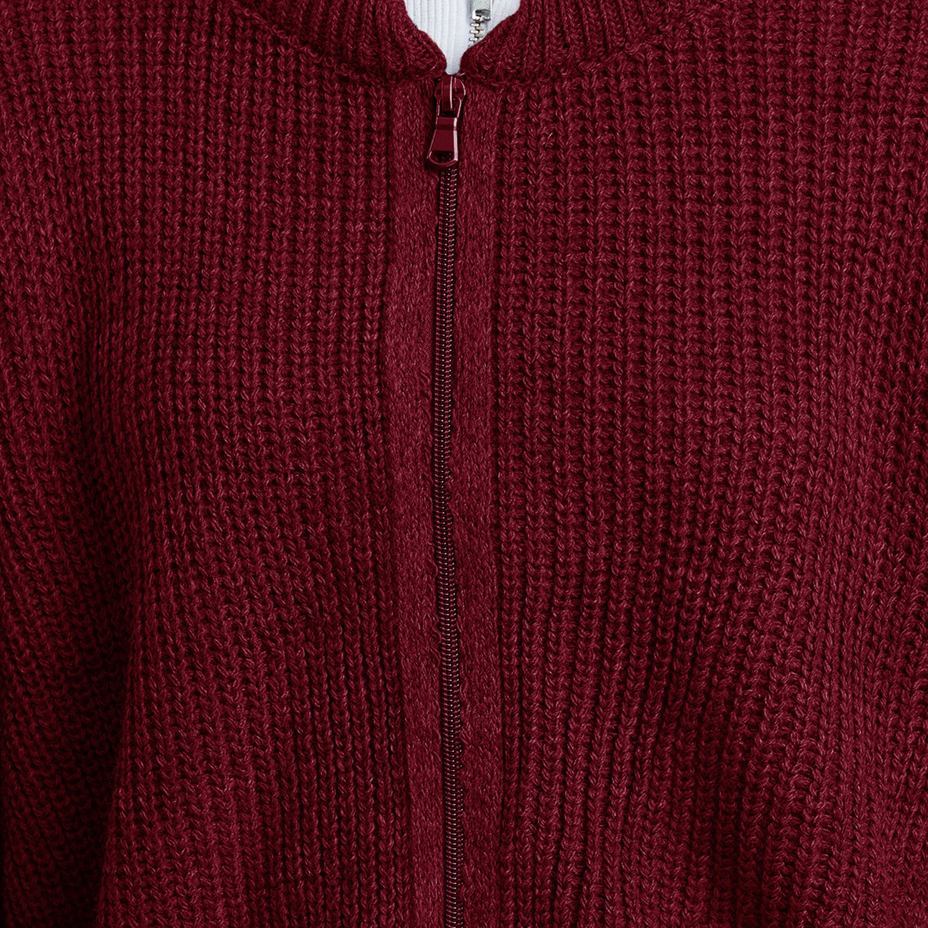 كارديجان حريمي بملمس مضلع بياقة ماندرين وأكمام مسدلة من تريندyol ميلا-women-winterwear-cardigansandjumpers-cardigans-image-6