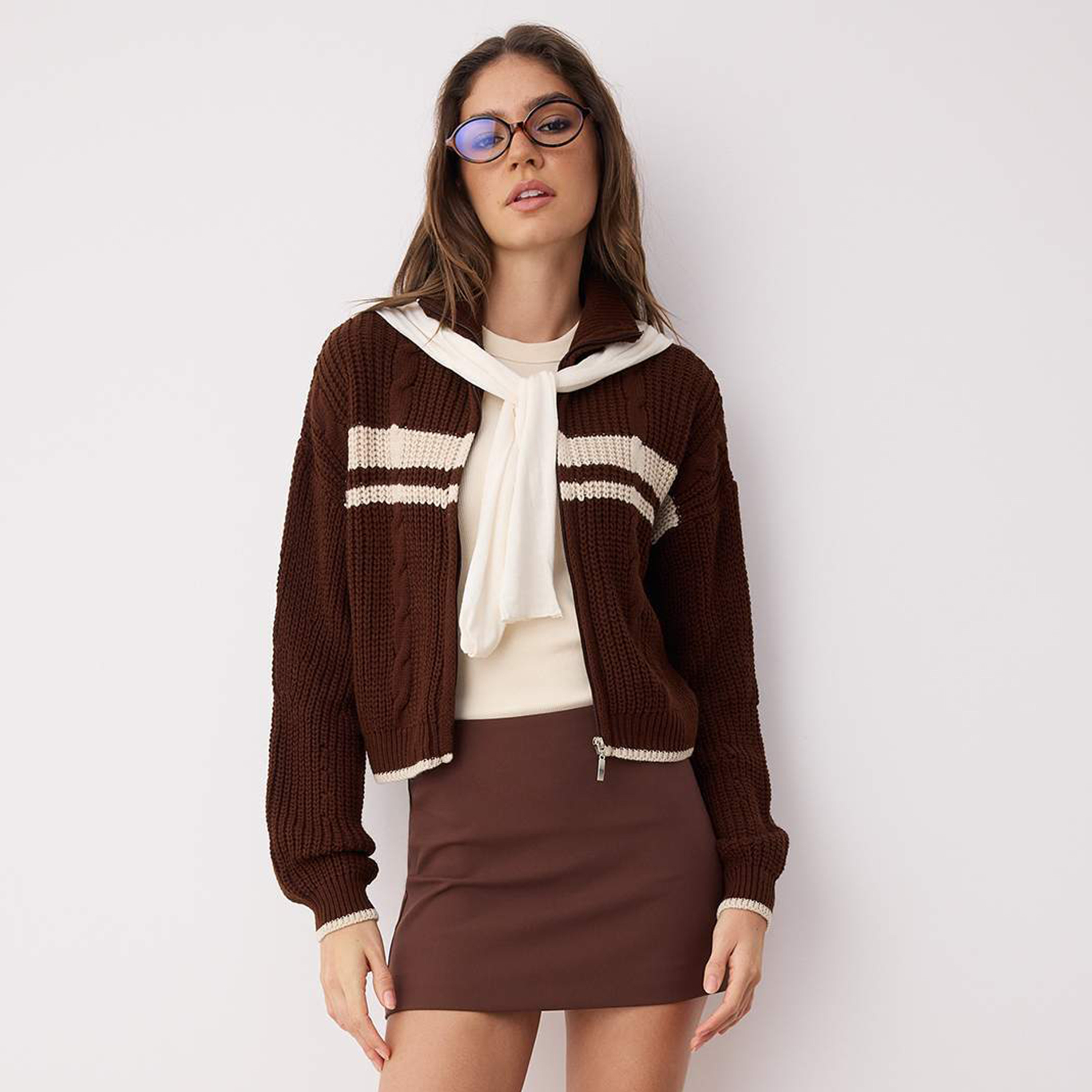 Trendyolmilla Color-Blocked Collared Dropped Sleeves Women's Cardigan-women-winterwear-cardigansandjumpers-cardigans-image-1