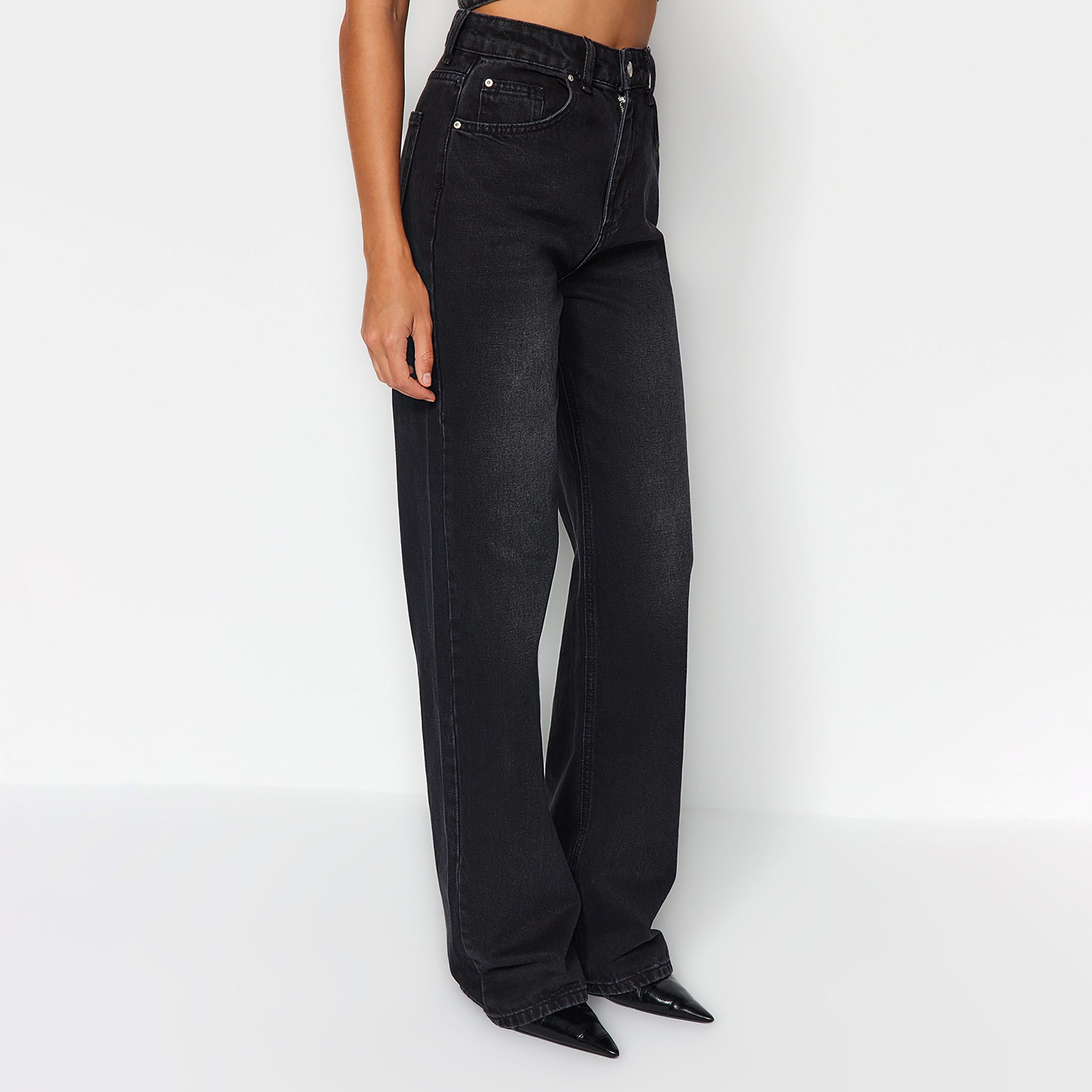 Blue Wide Leg Women's Jeans-women-clothing-jeans-image-4