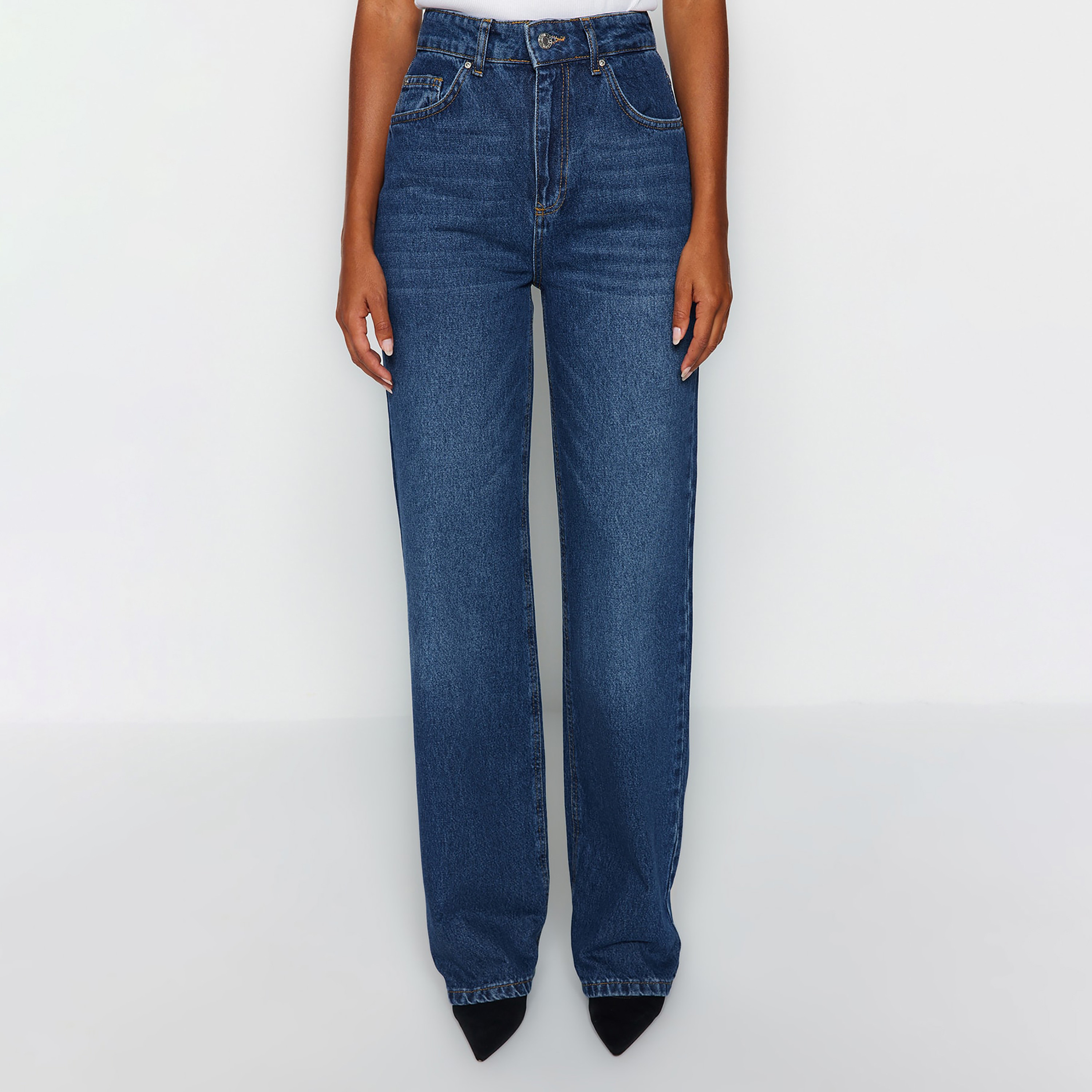 Blue Wide Leg Women's Jeans-women-clothing-jeans-image-1