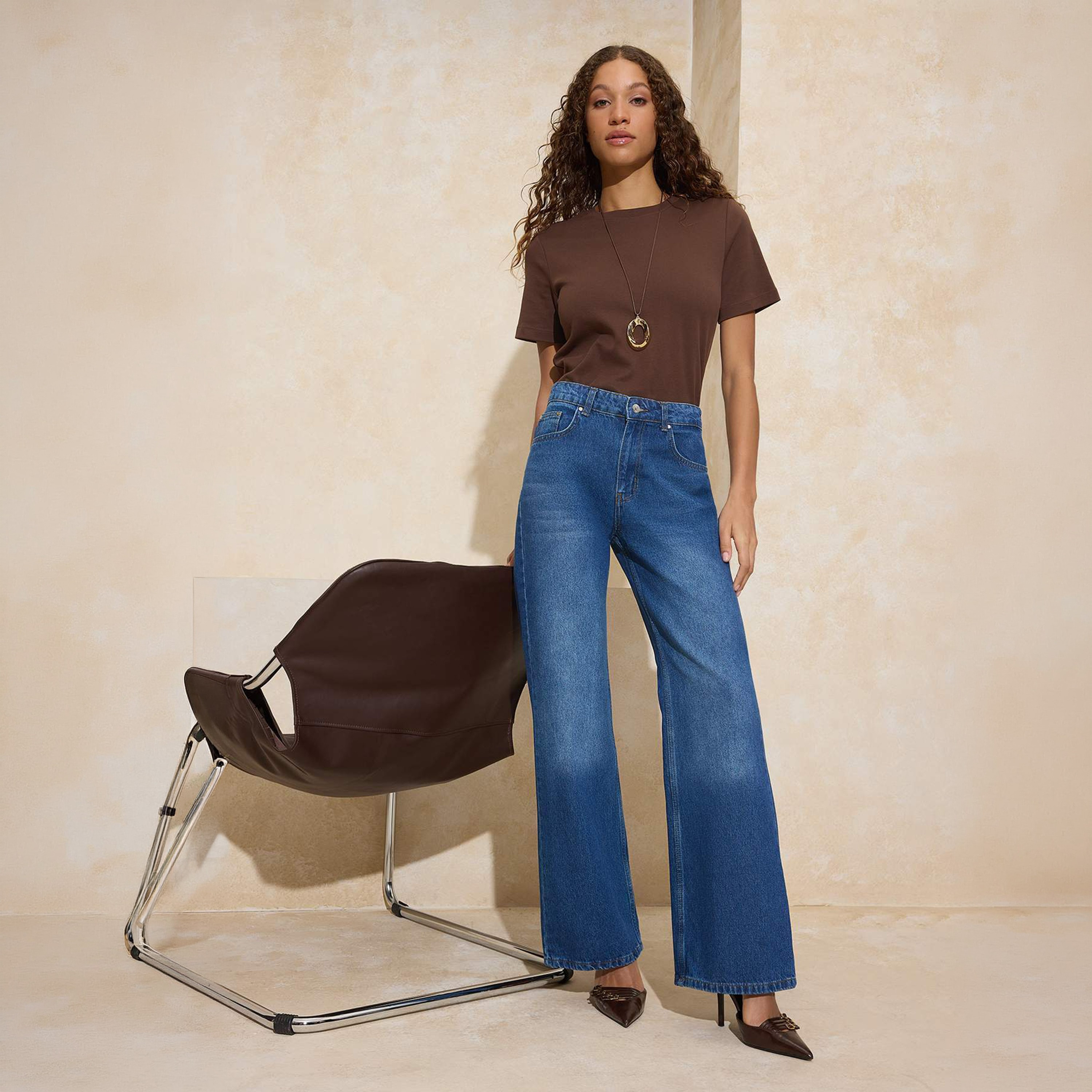 Blue Wide Leg Women's Jeans-women-clothing-jeans-image-2
