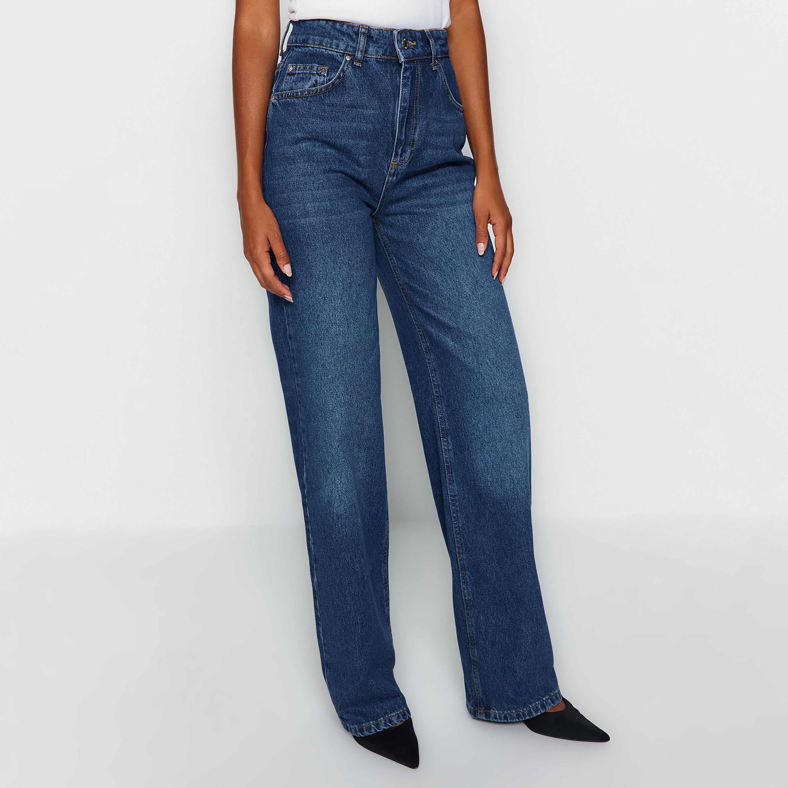 Blue Wide Leg Women's Jeans-women-clothing-jeans-image-5