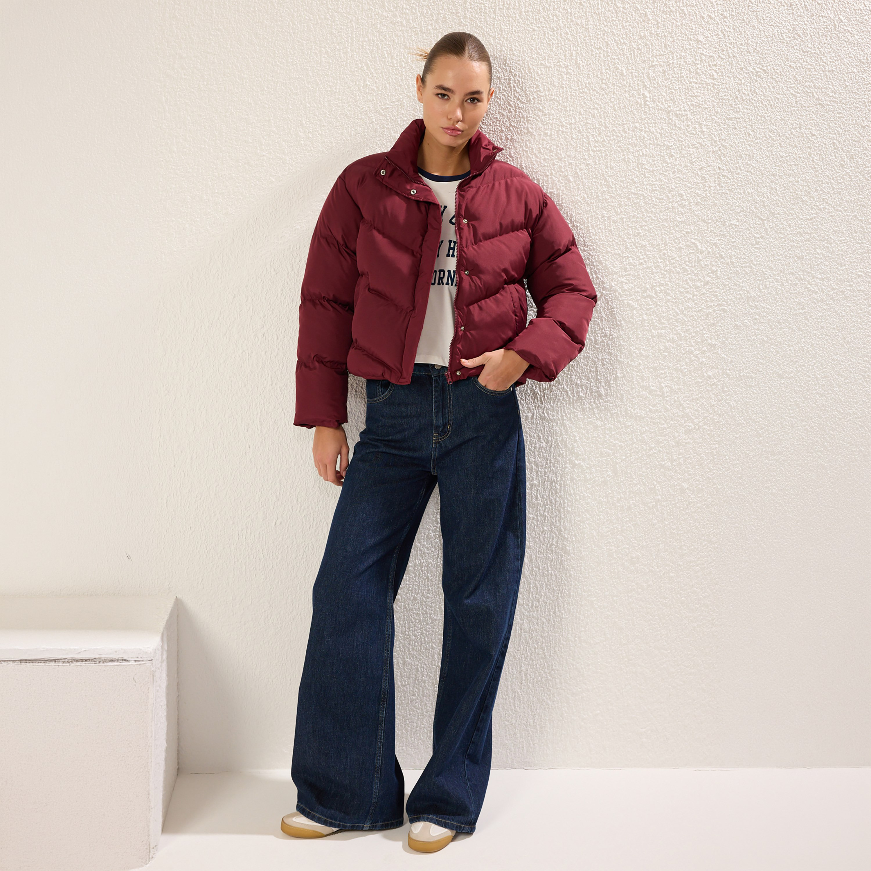جاكيت بافر حريمي بياقة مرتفعة من ترينديول ميلا-women-winterwear-coatsandjackets-jackets-image-2
