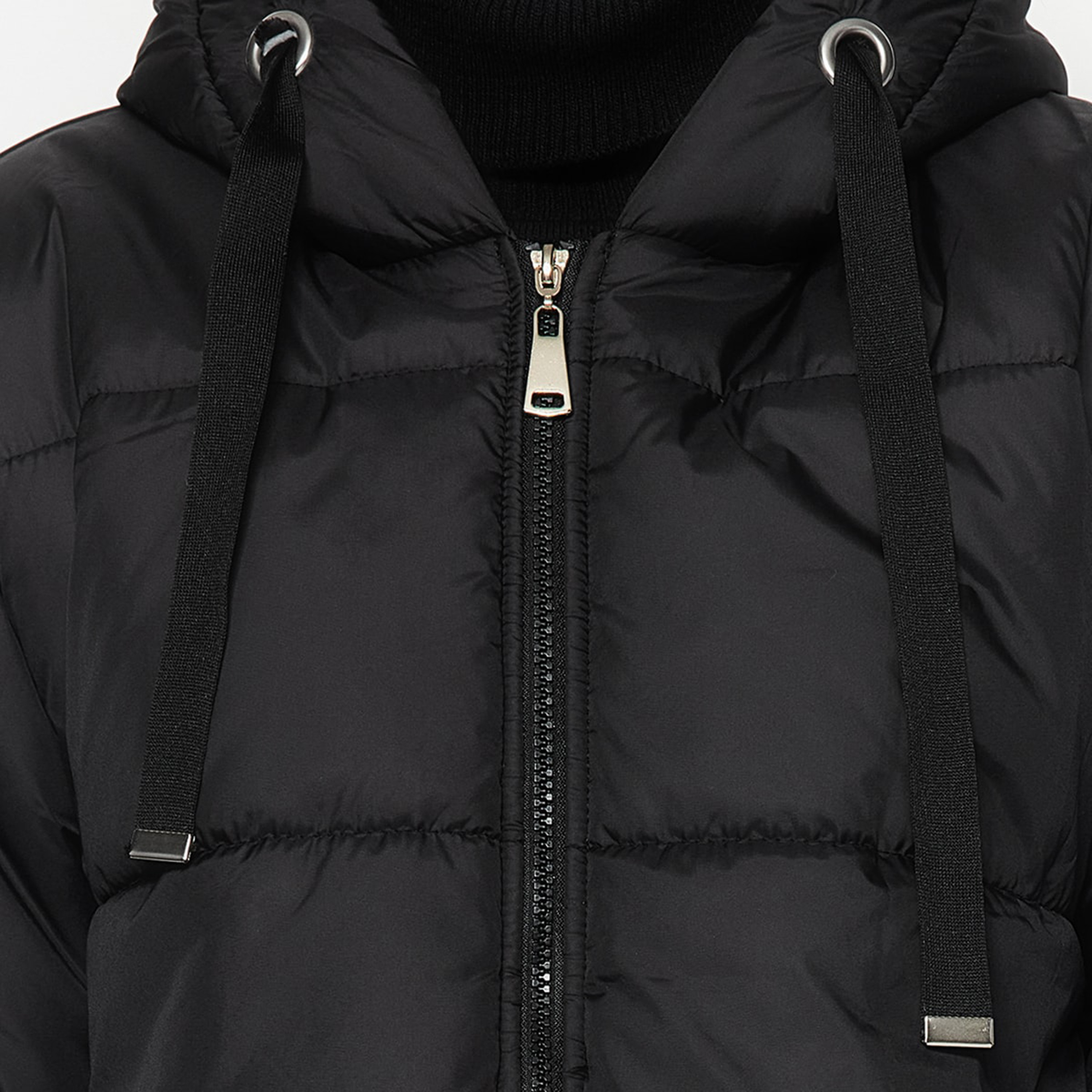 جاكيت بافر حريمي أسود بقبعة وأكمام مسدلة من تريندي يول ميلا-women-winterwear-coatsandjackets-jackets-image-5