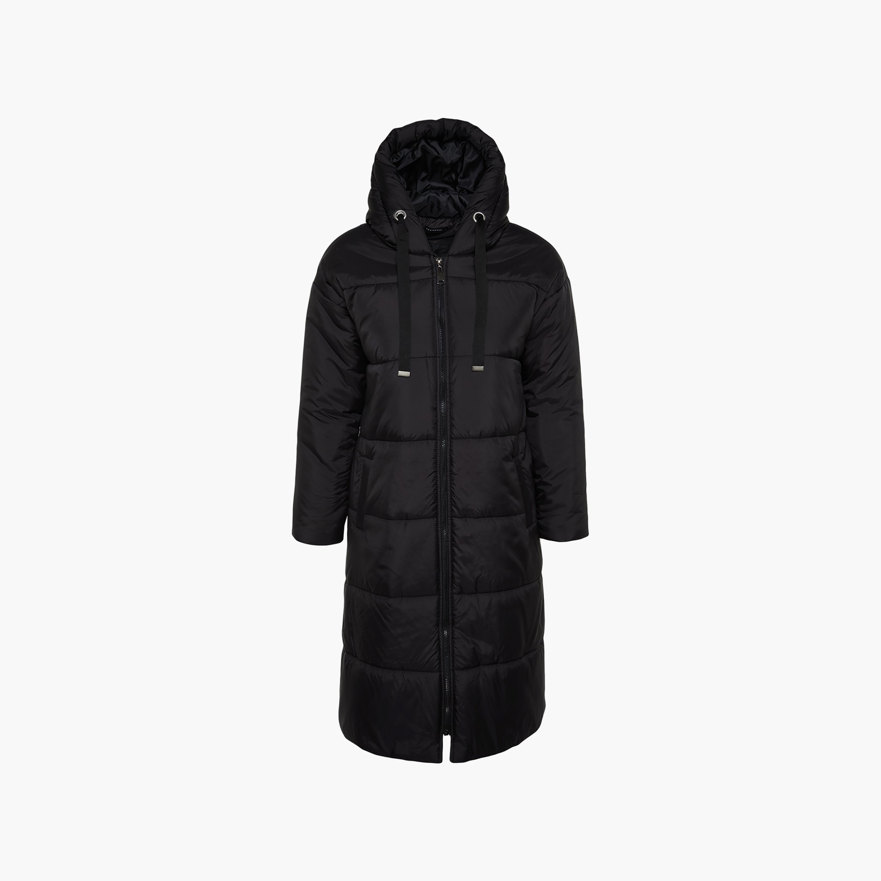 جاكيت بافر حريمي أسود بقبعة وأكمام مسدلة من تريندي يول ميلا-women-winterwear-coatsandjackets-jackets-image-9