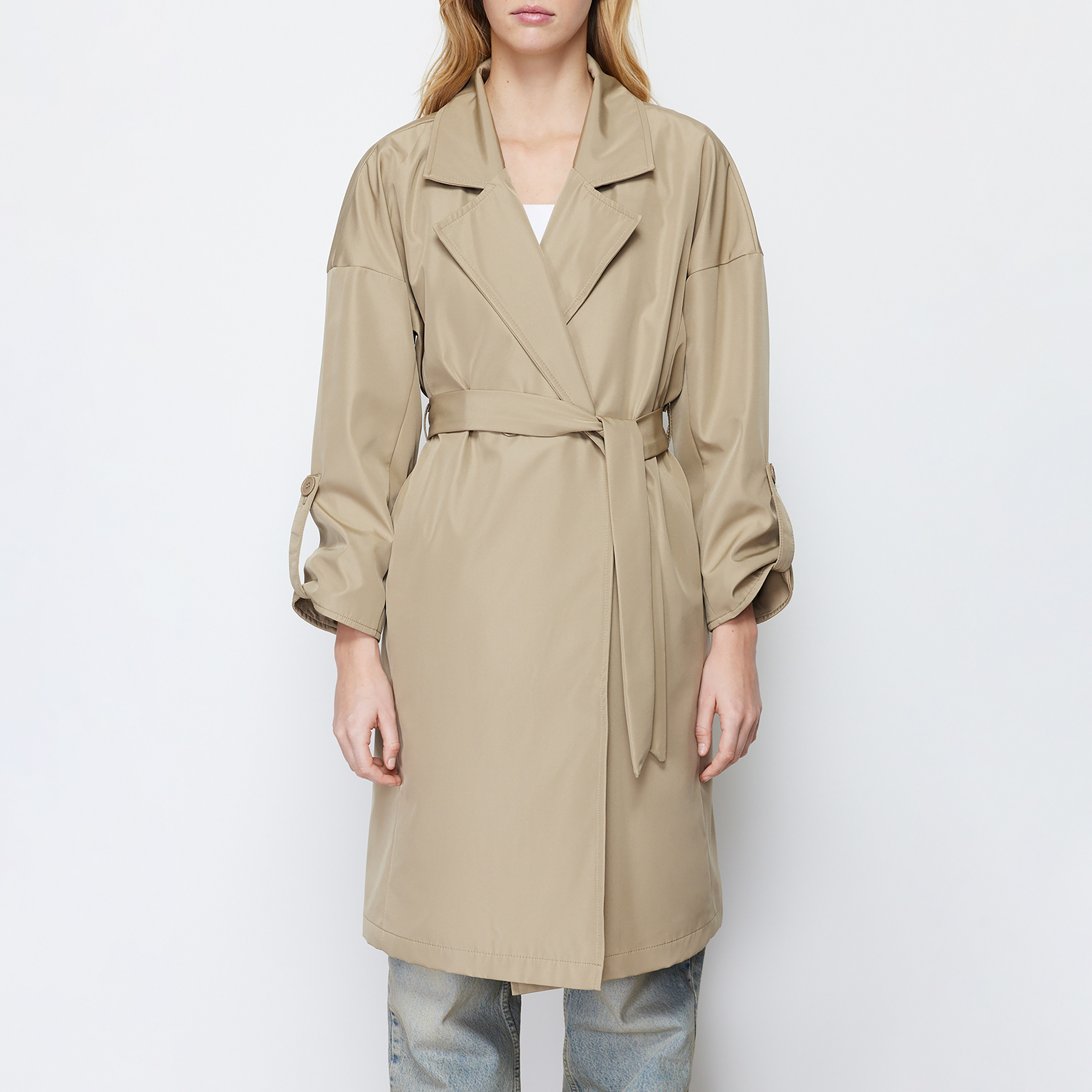 Trendyolmilla Lapel Collared Dropped Sleeves Women's Wrap Style Trench Coat-women-winterwear-coatsandjackets-coats-image-5