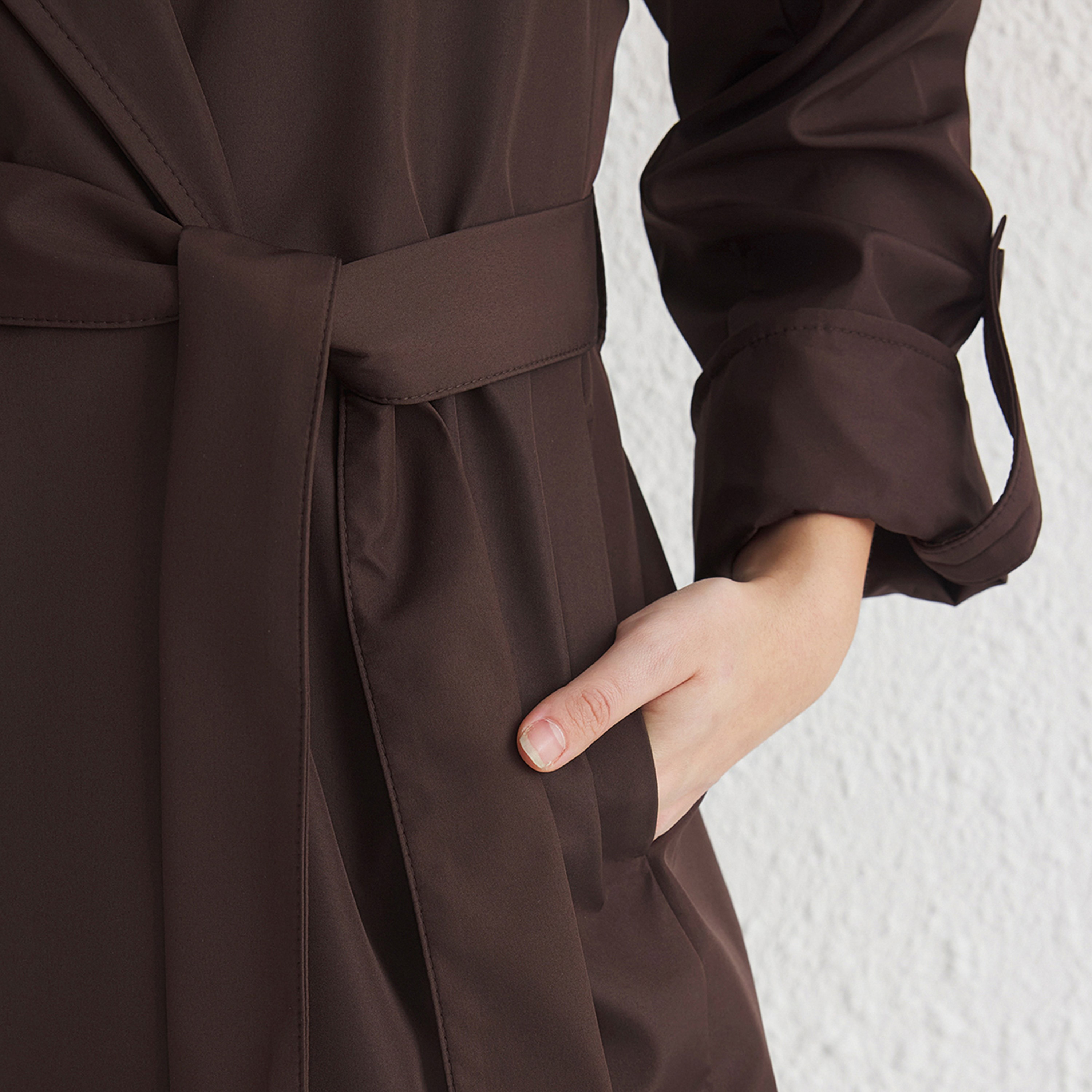 Trendyolmilla Lapel Collared Dropped Sleeves Women's Wrap Style Trench Coat-women-winterwear-coatsandjackets-coats-image-6