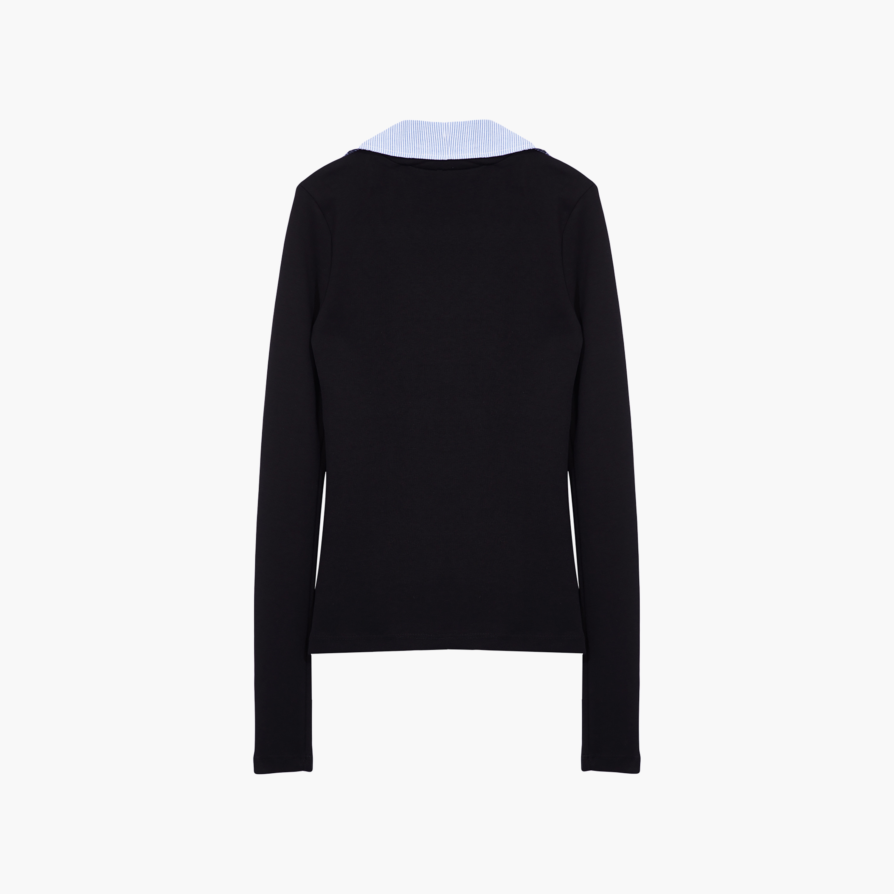 Trendyolmilla Black Cotton Contrast Collared Fitted Sleeves Women's Top-women-clothing-shirtsandblouses-blouses-image-6