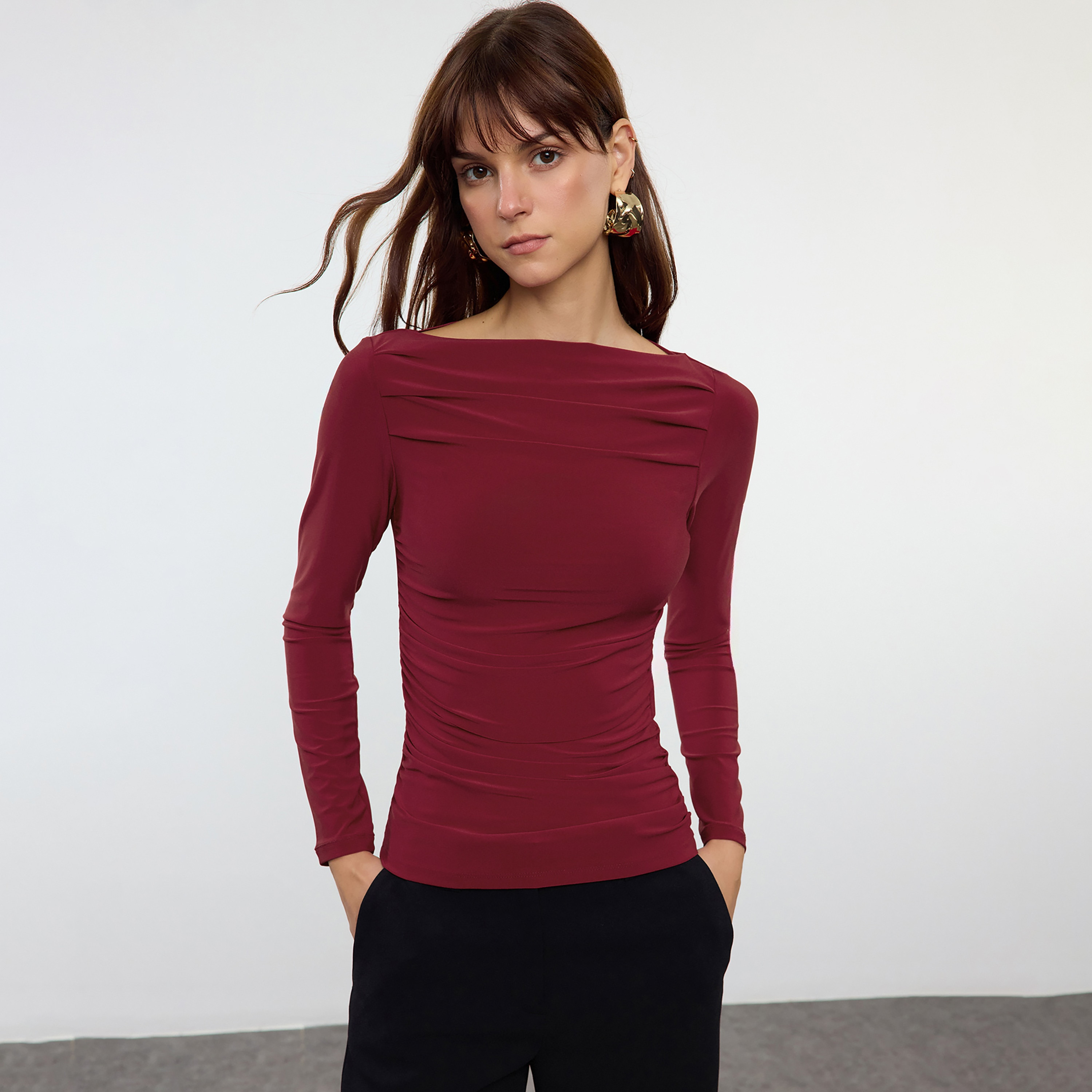 Trendyolmilla Ruched Fitted Sleeves Women's Top-women-clothing-shirtsandblouses-blouses-image-1
