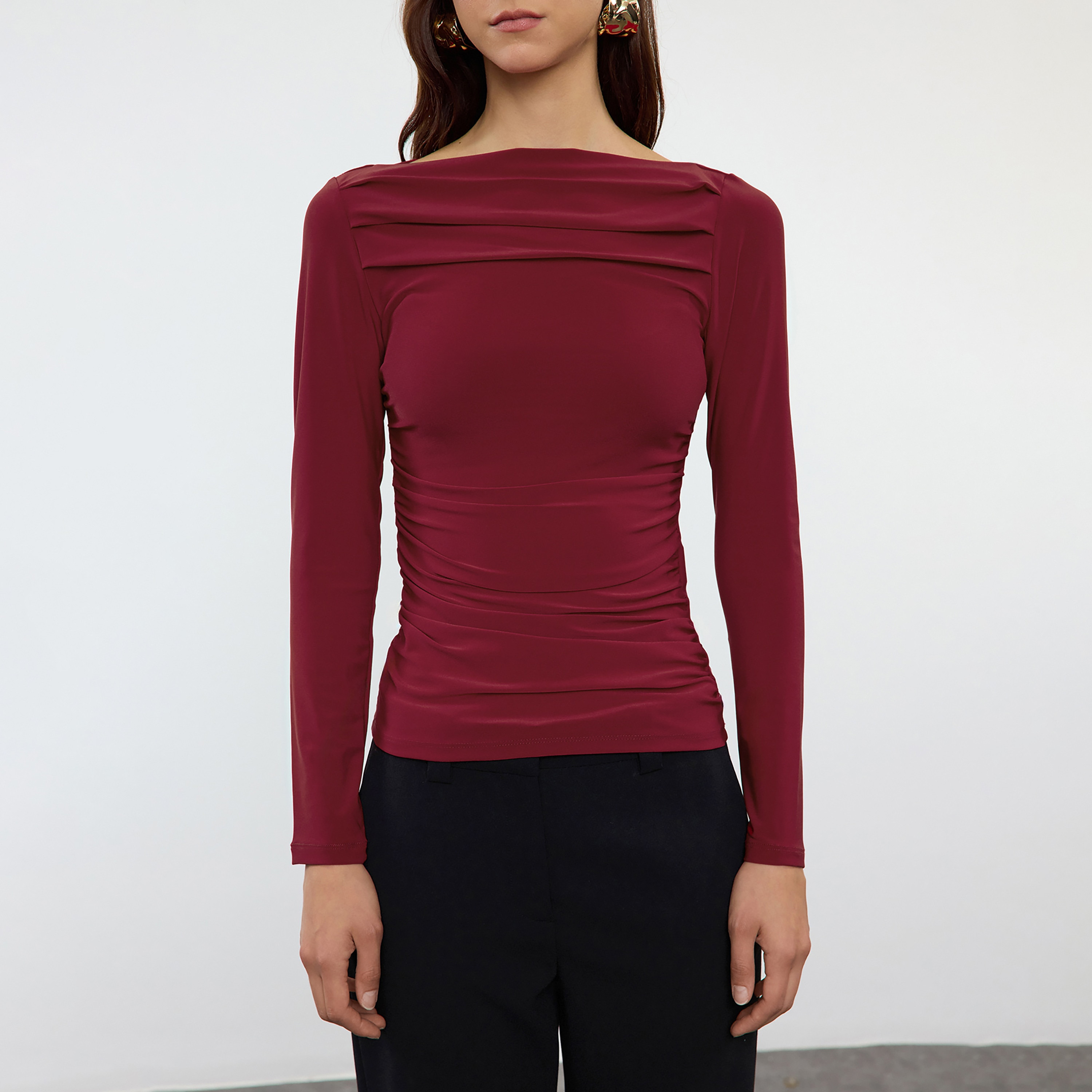 Trendyolmilla Ruched Fitted Sleeves Women's Top-women-clothing-shirtsandblouses-blouses-image-2