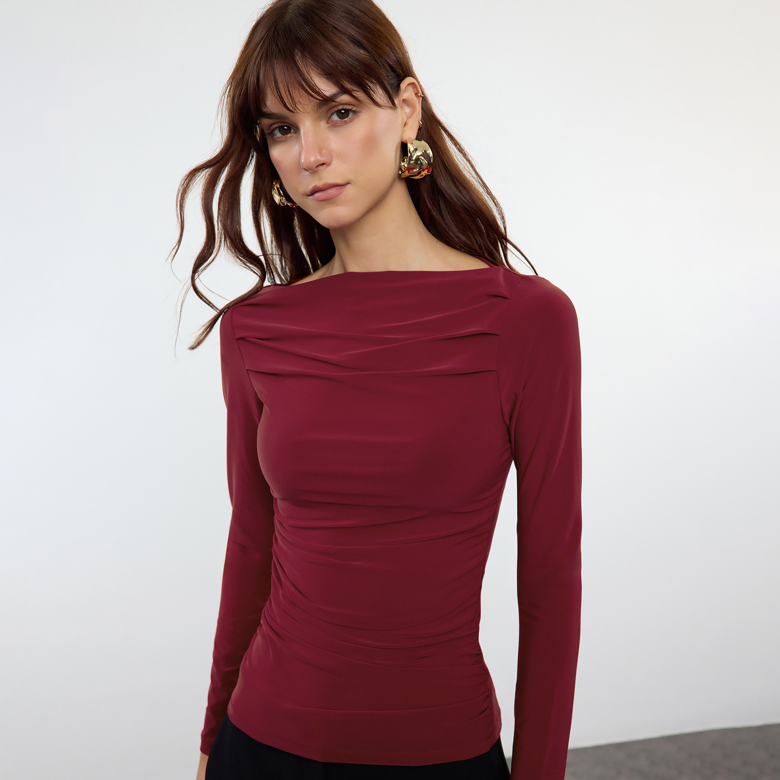 Trendyolmilla Ruched Fitted Sleeves Women's Top-women-clothing-shirtsandblouses-blouses-image-3