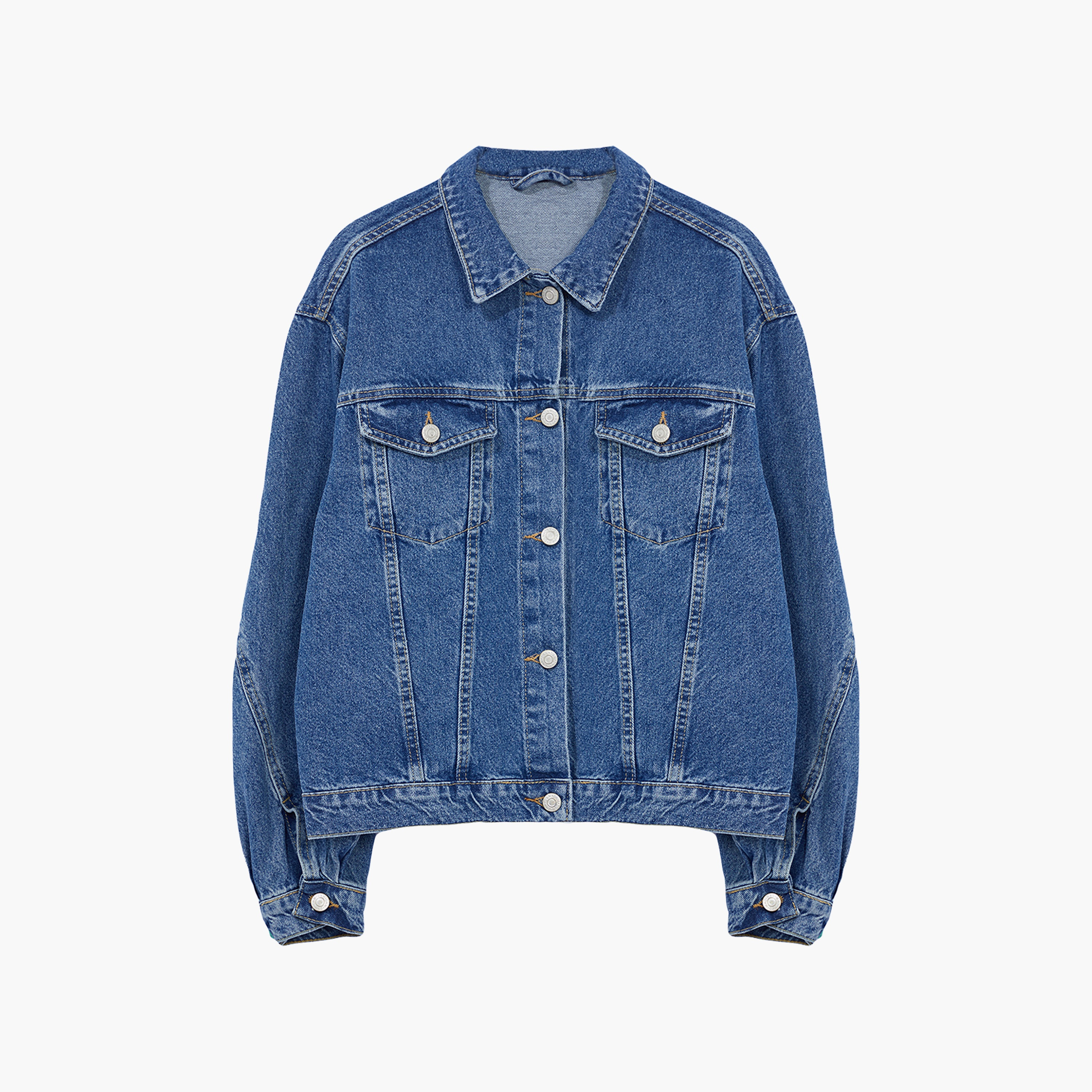 Trendyolmilla Blue Cotton Collared Women's Denim Jacket-women-winterwear-coatsandjackets-jackets-image-5