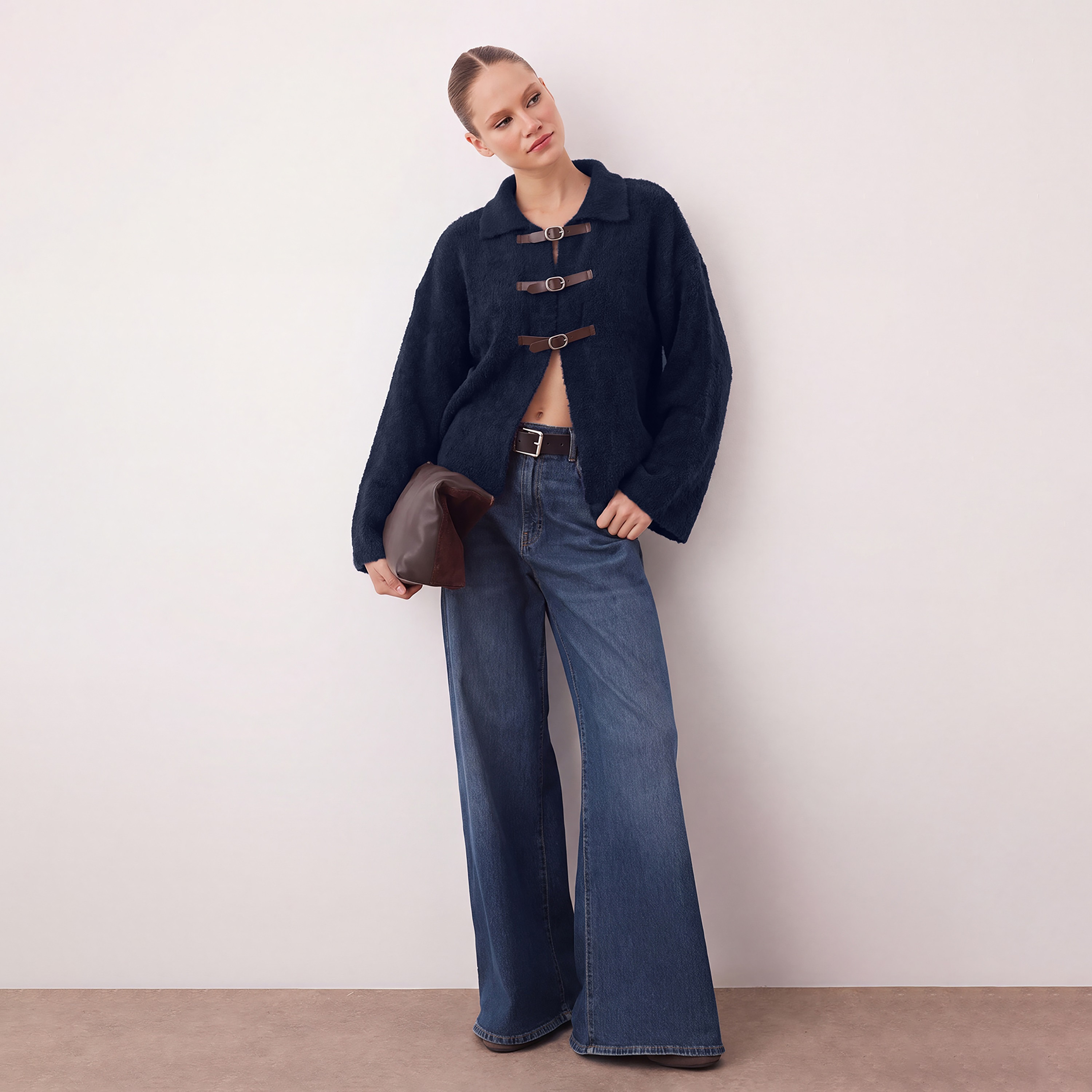 كارديجان حريمي بياقة وأكمام ساقطة من تريندyol ميلا-women-winterwear-cardigansandjumpers-cardigans-image-2