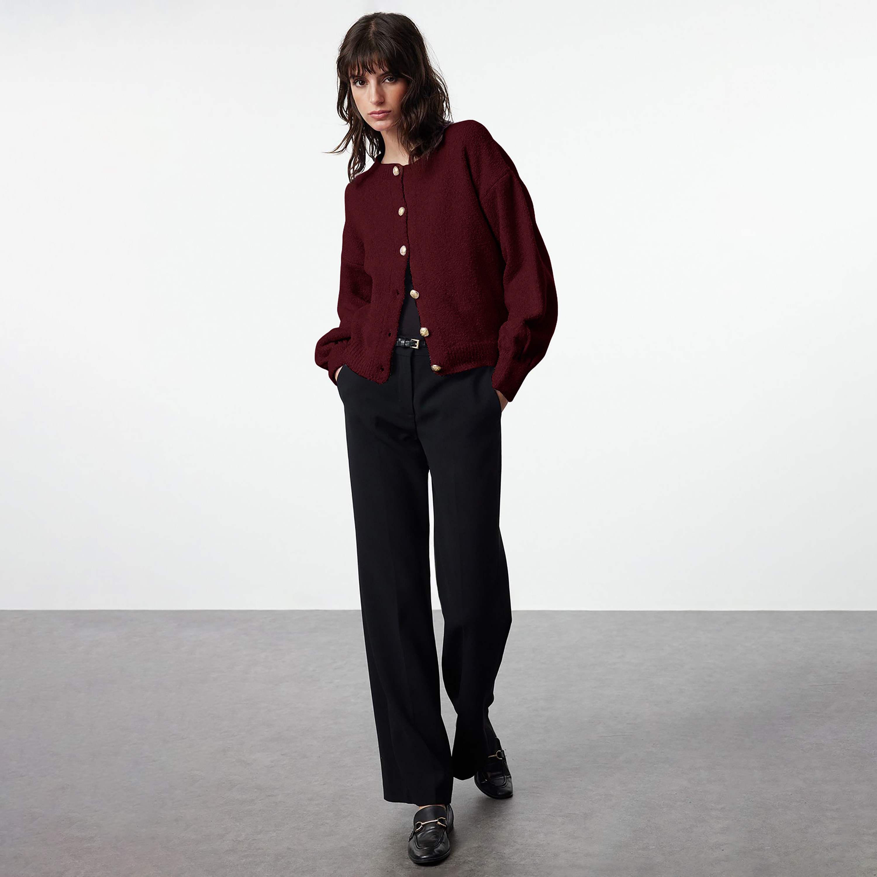 كارديجان حريمي بأكمام منسدلة من تريندyol ميلا-women-winterwear-cardigansandjumpers-cardigans-image-2