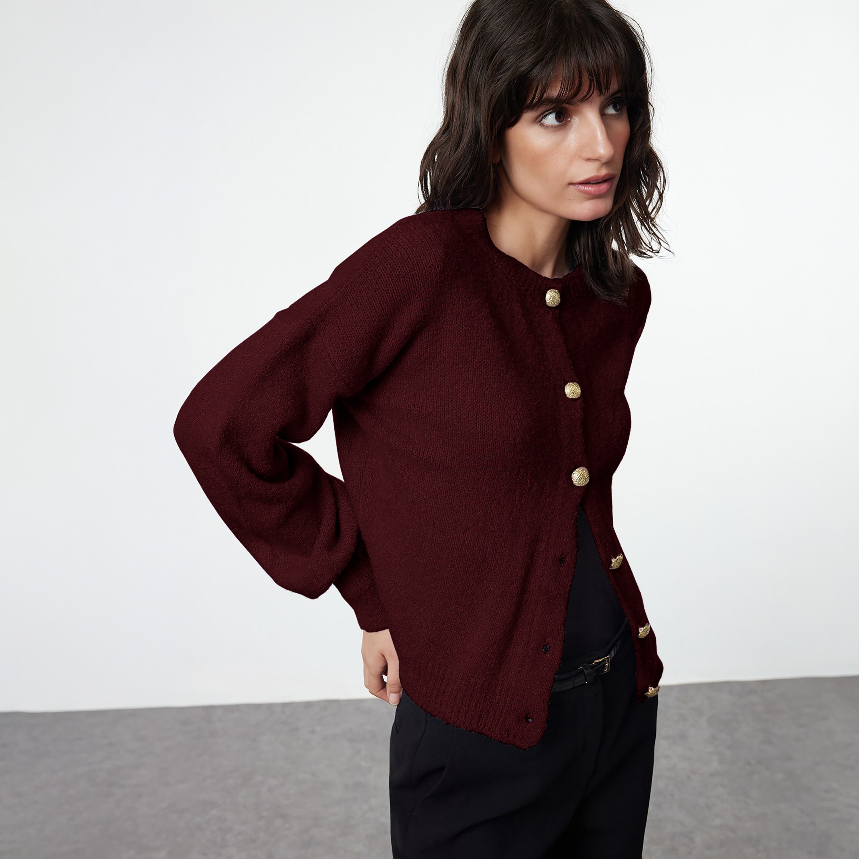 كارديجان حريمي بأكمام منسدلة من تريندyol ميلا-women-winterwear-cardigansandjumpers-cardigans-image-3