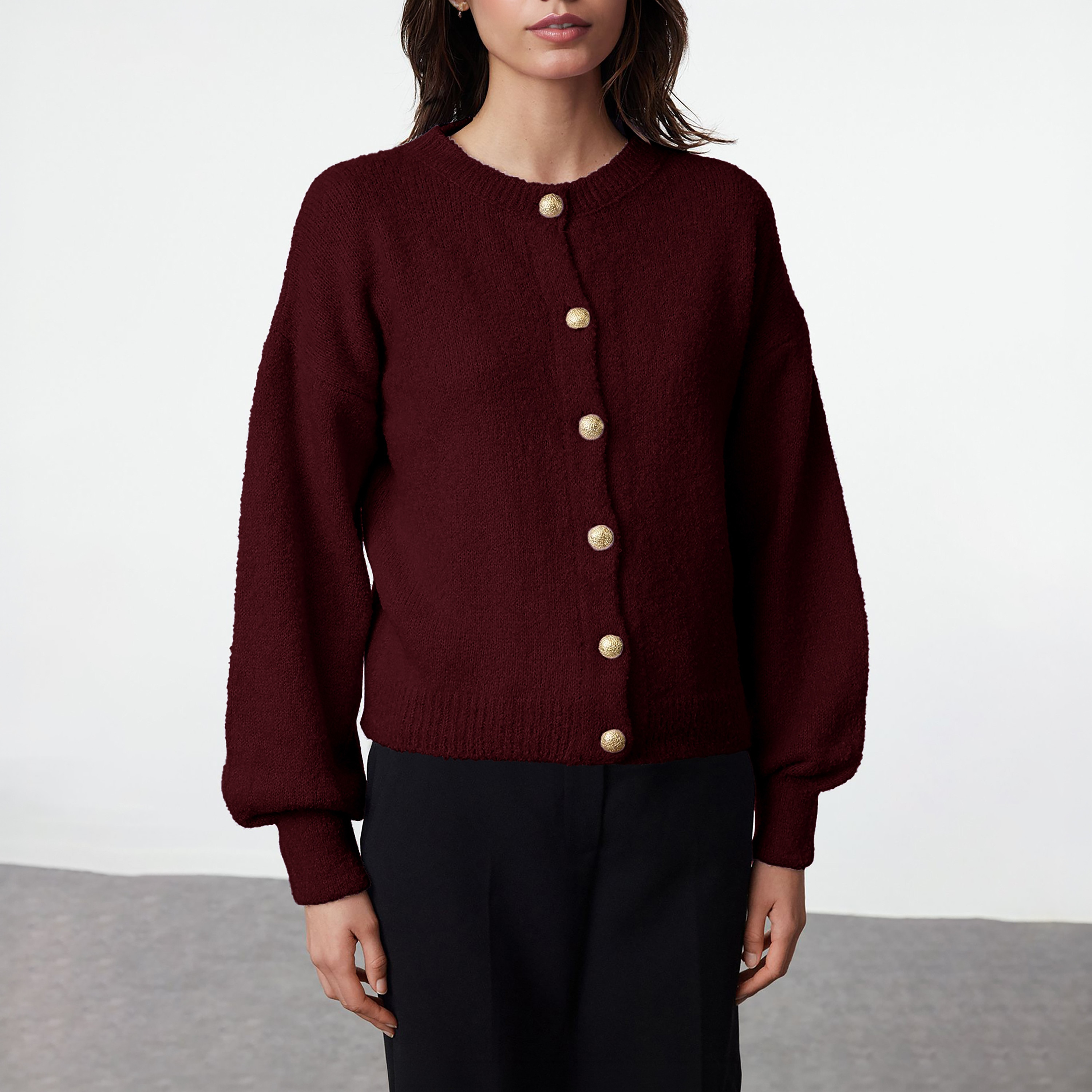 كارديجان حريمي بأكمام منسدلة من تريندyol ميلا-women-winterwear-cardigansandjumpers-cardigans-image-4