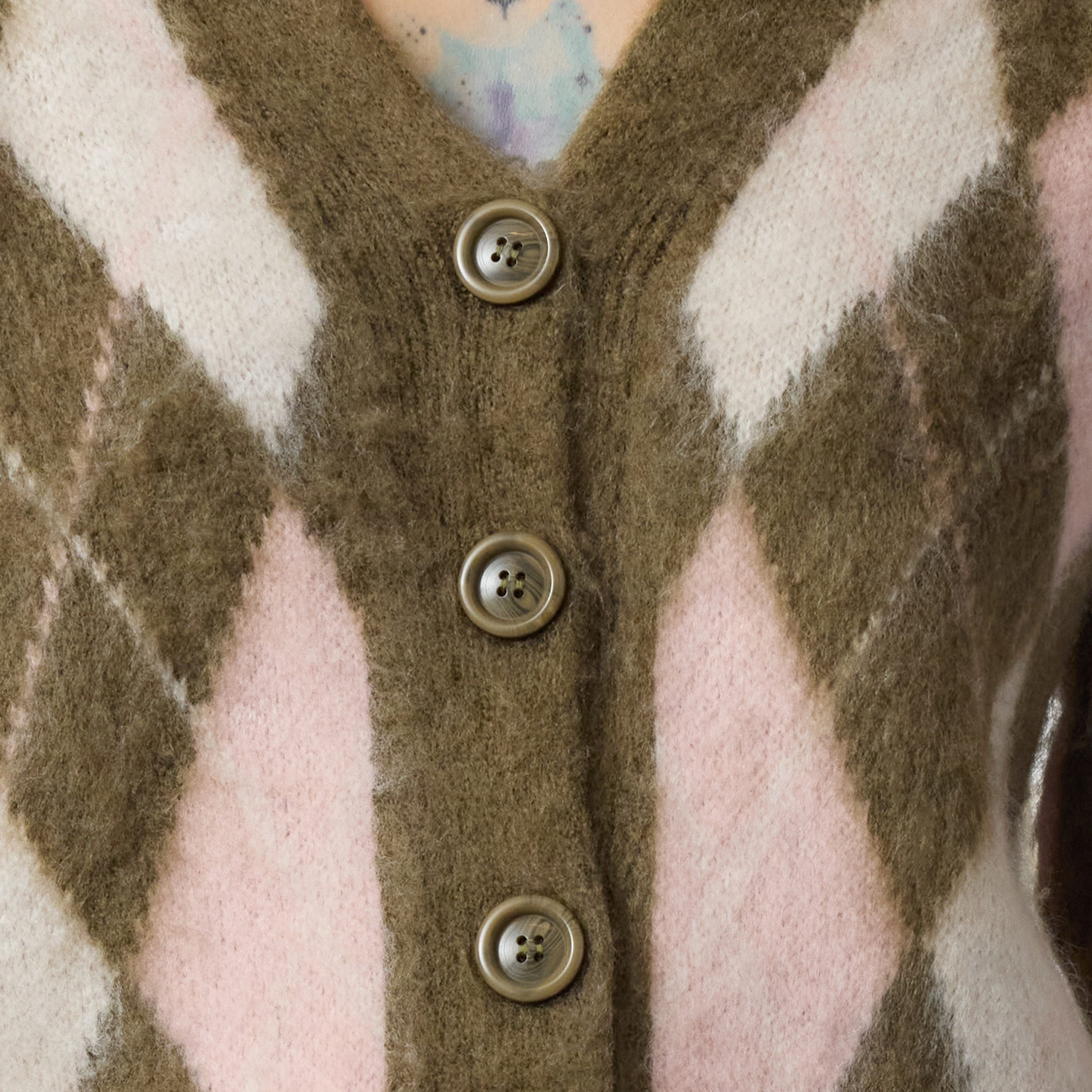 كارديجان حريمي بنقشة أرجايل وأكمام منسدلة من ترينديول ميلا-women-winterwear-cardigansandjumpers-cardigans-image-4