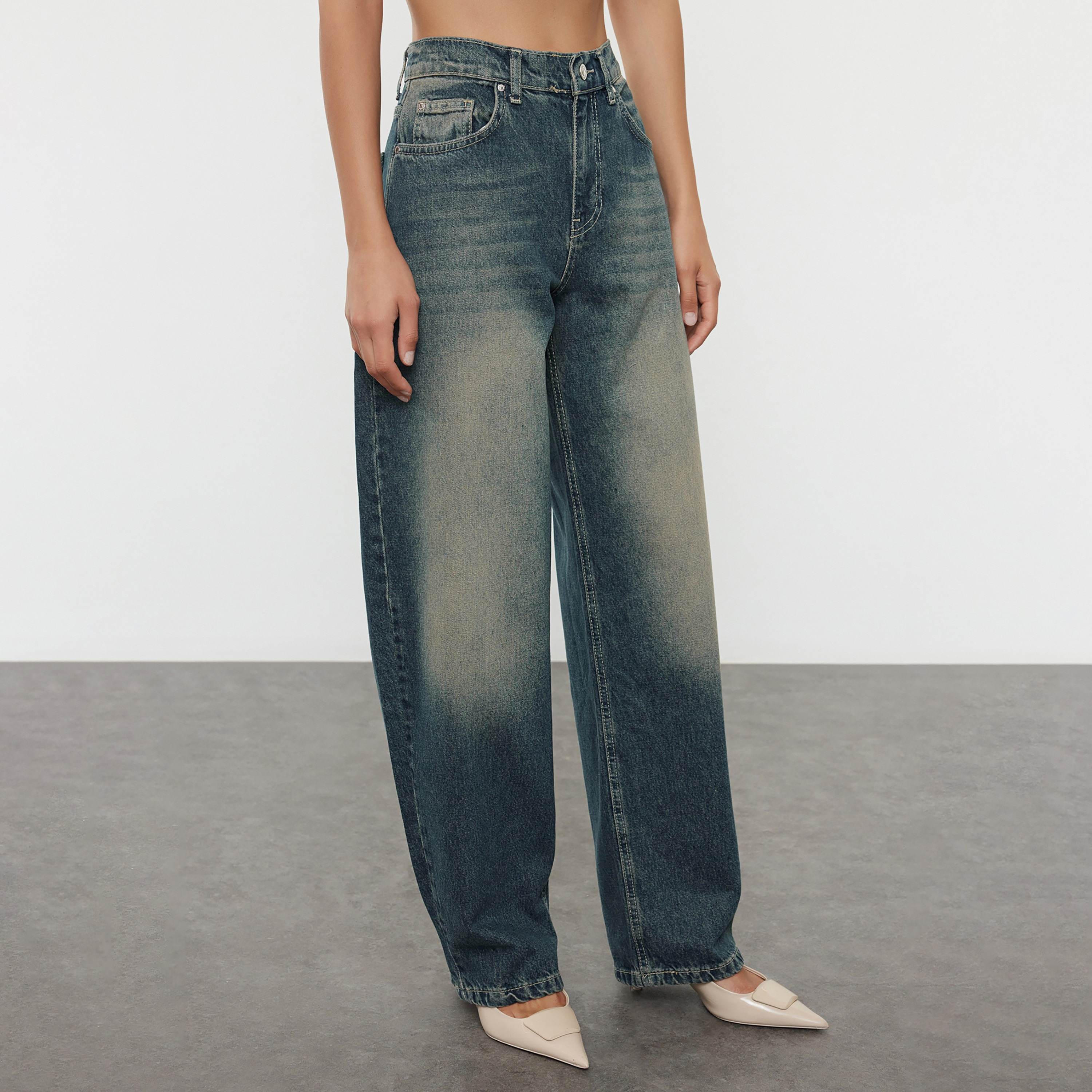 Blue Cotton Baggy Women's Jeans-women-clothing-jeans-image-4