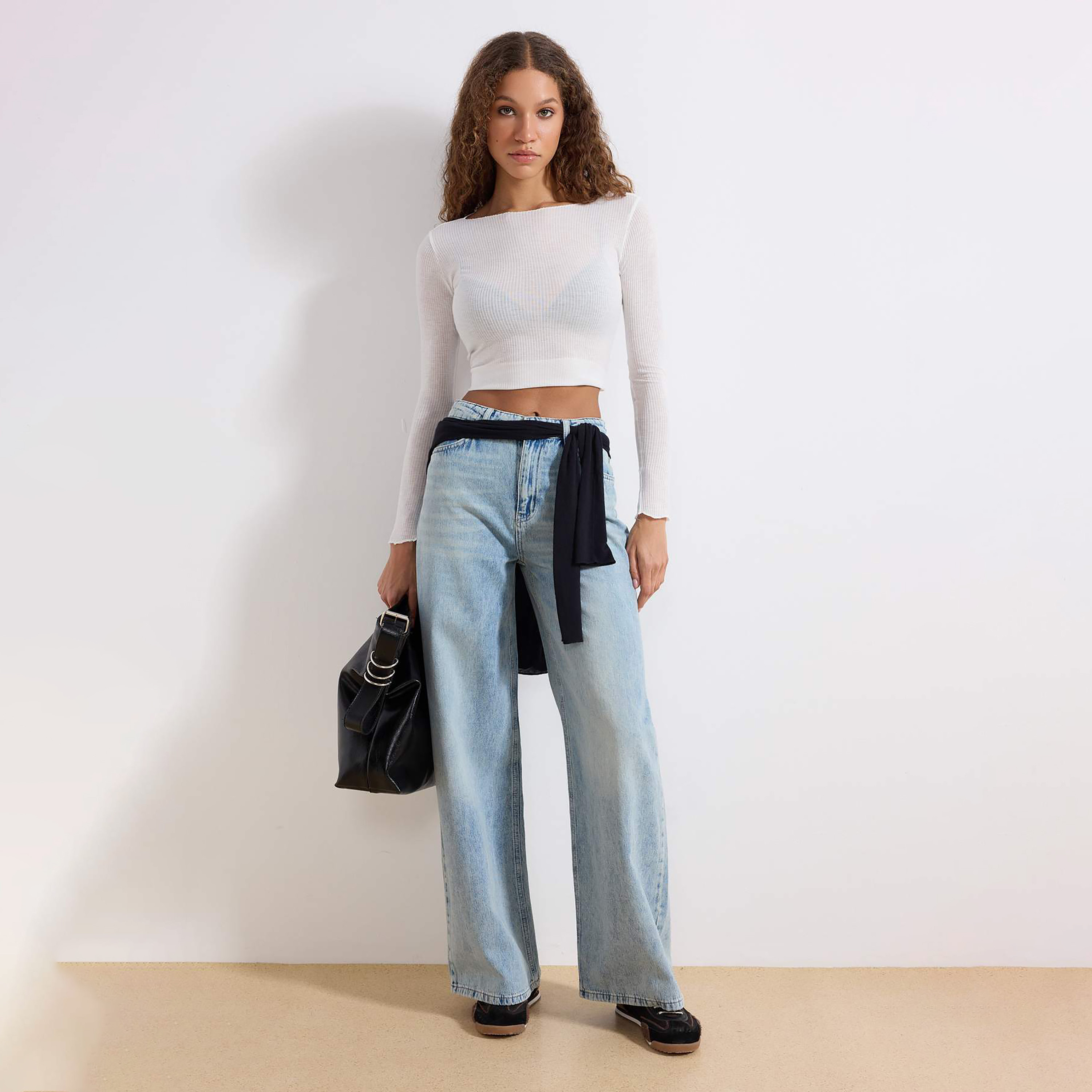 Blue Cotton Wide Leg Women's Jeans-women-clothing-jeans-image-2