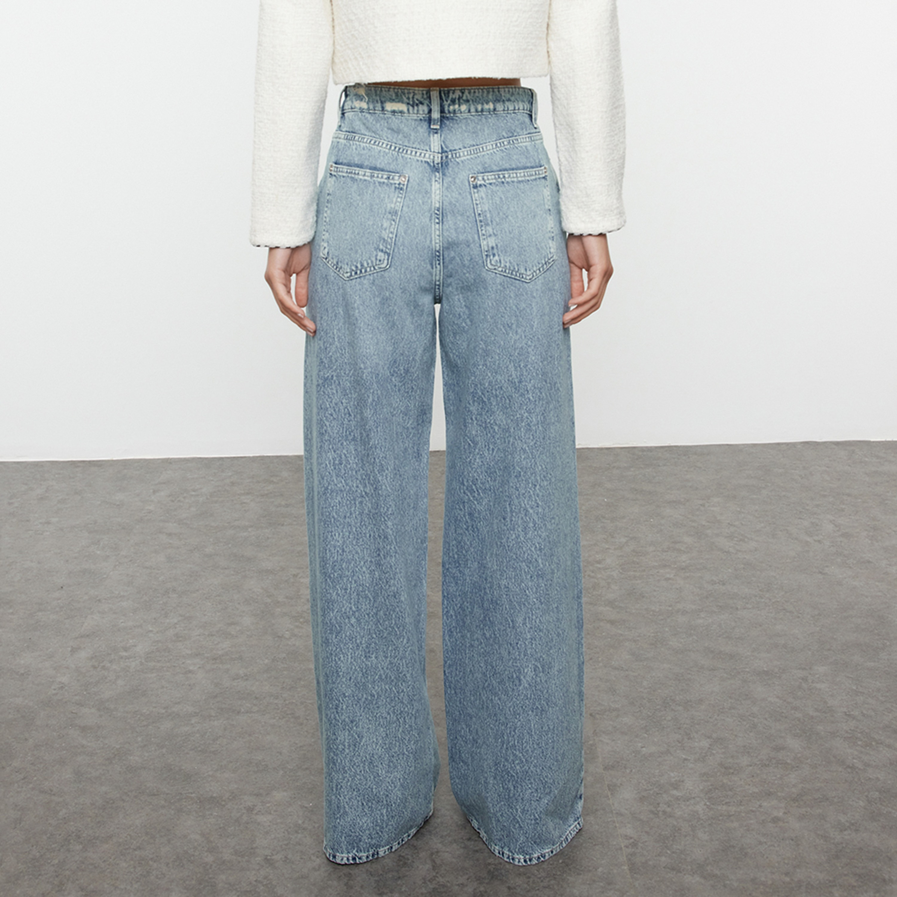 Blue Cotton Wide Leg Women's Jeans-women-clothing-jeans-image-6