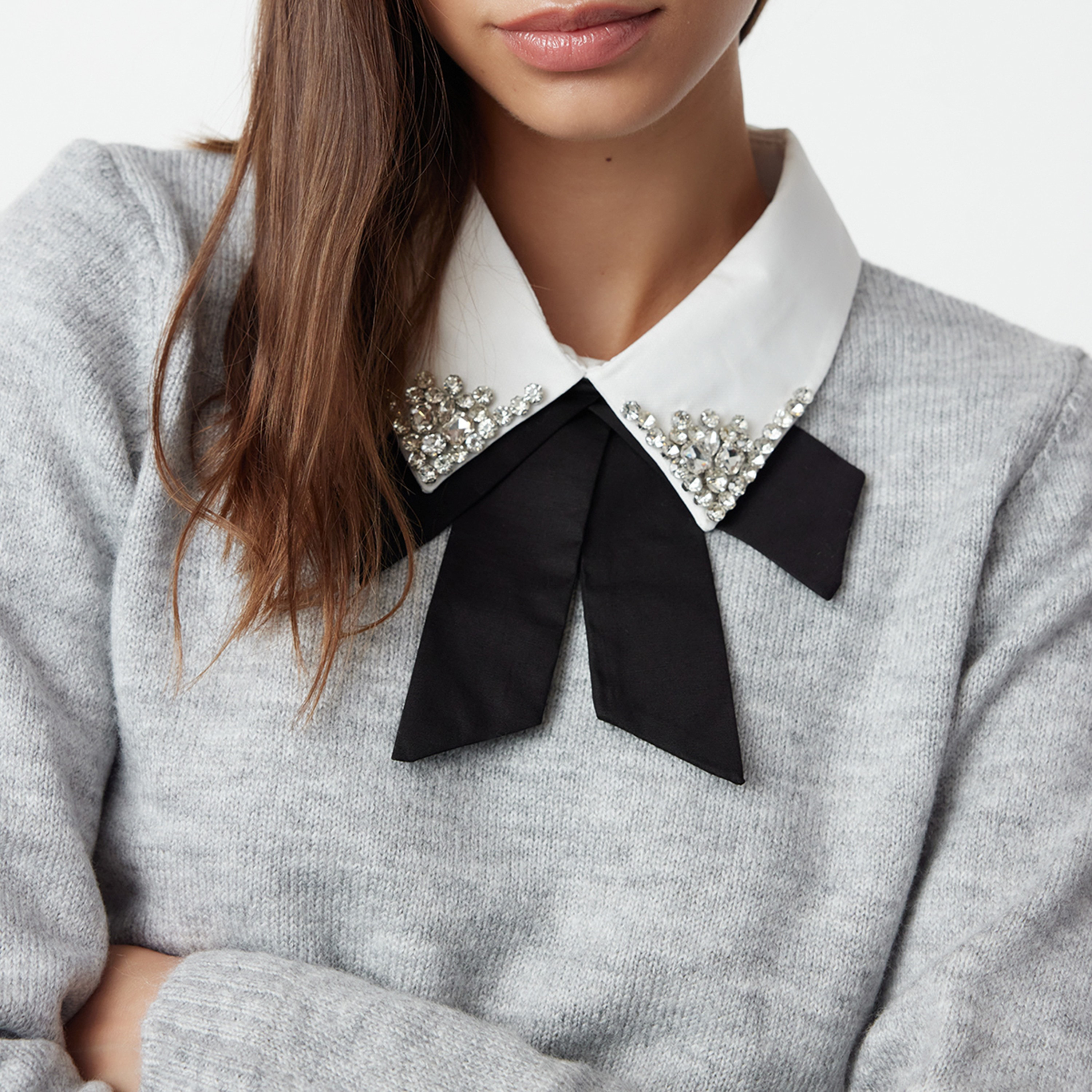 بلوفر حريمي رمادي مموج بياقة قميص من ترينديول ميلا-women-winterwear-cardigansandjumpers-jumpers-image-3