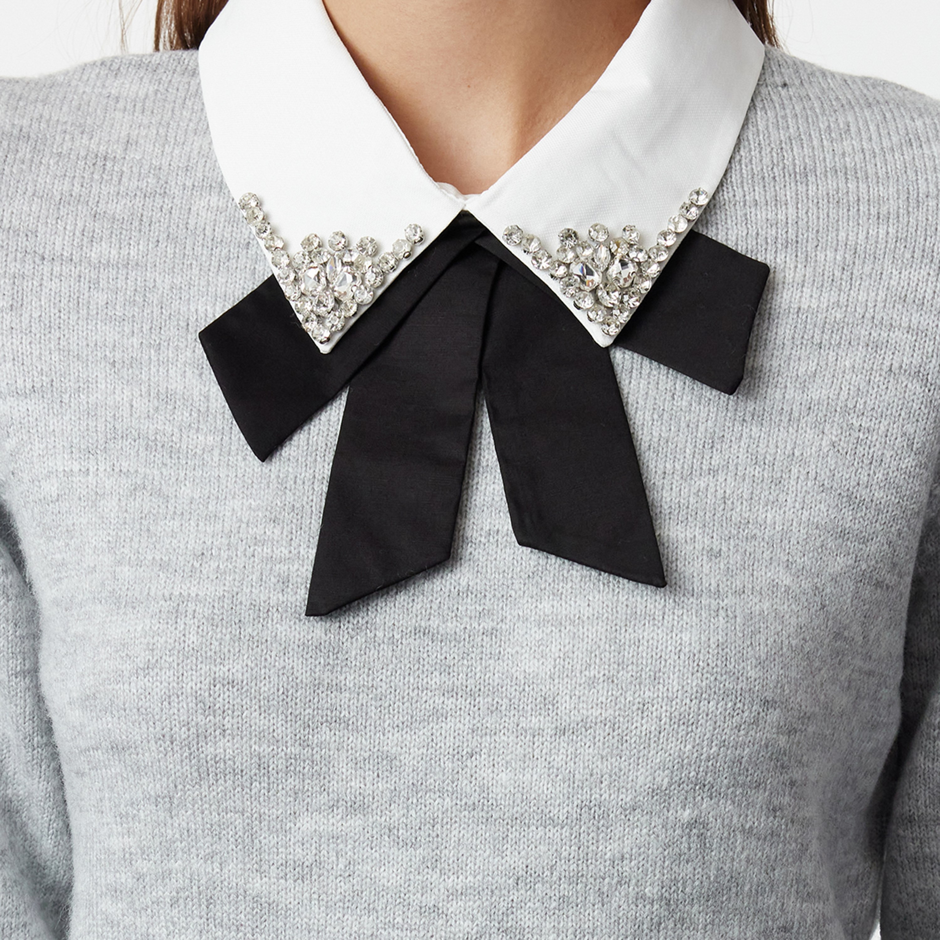 بلوفر حريمي رمادي مموج بياقة قميص من ترينديول ميلا-women-winterwear-cardigansandjumpers-jumpers-image-4