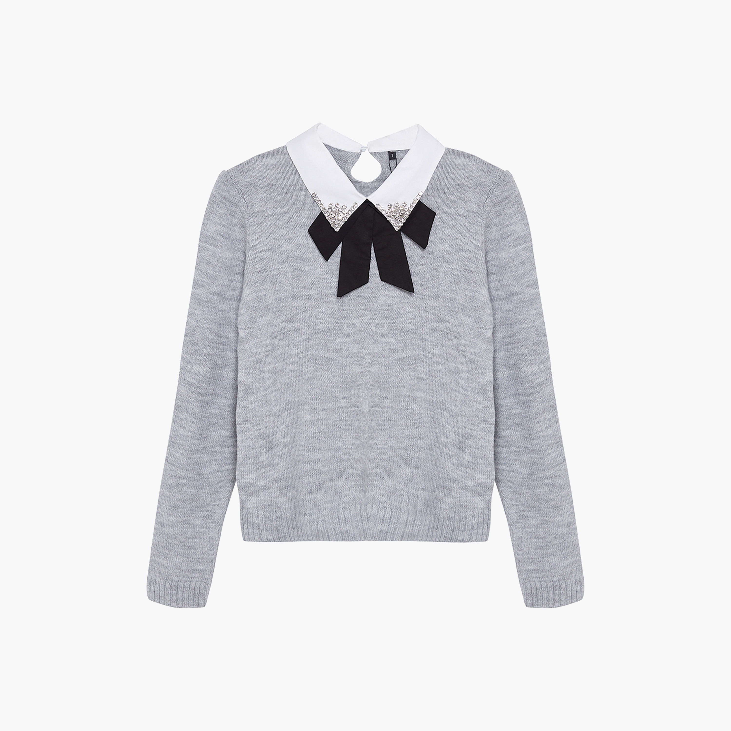 بلوفر حريمي رمادي مموج بياقة قميص من ترينديول ميلا-women-winterwear-cardigansandjumpers-jumpers-image-5