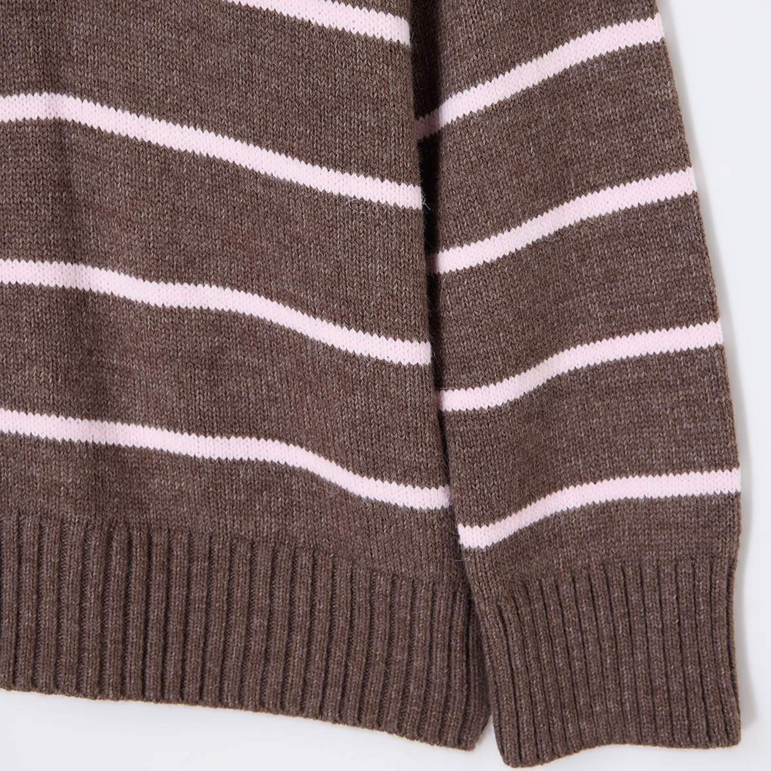 بلوفر حريمي مخطط باللون البني بأكمام مسدلة من ترينديول ميلا-women-winterwear-cardigansandjumpers-jumpers-image-6