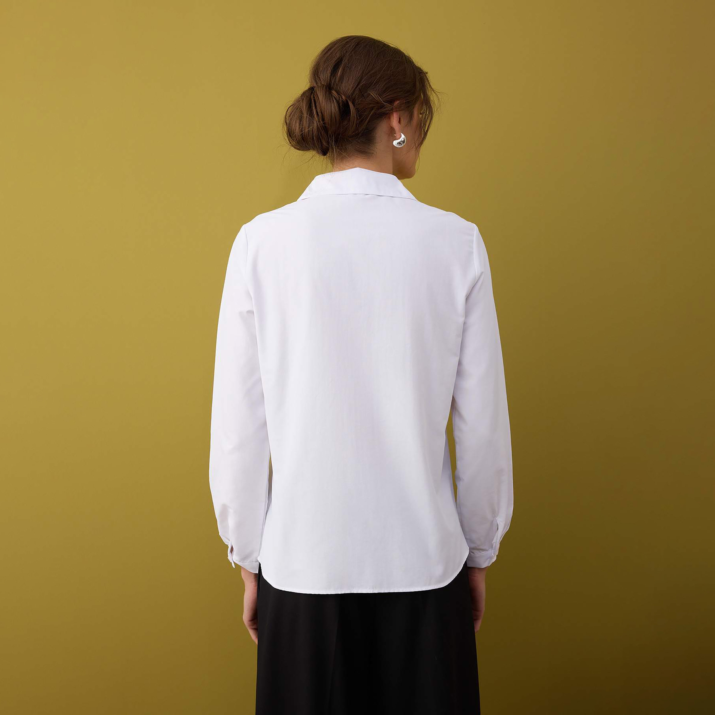 White Applique Collared Women's Shirt-women-clothing-shirtsandblouses-shirts-image-3