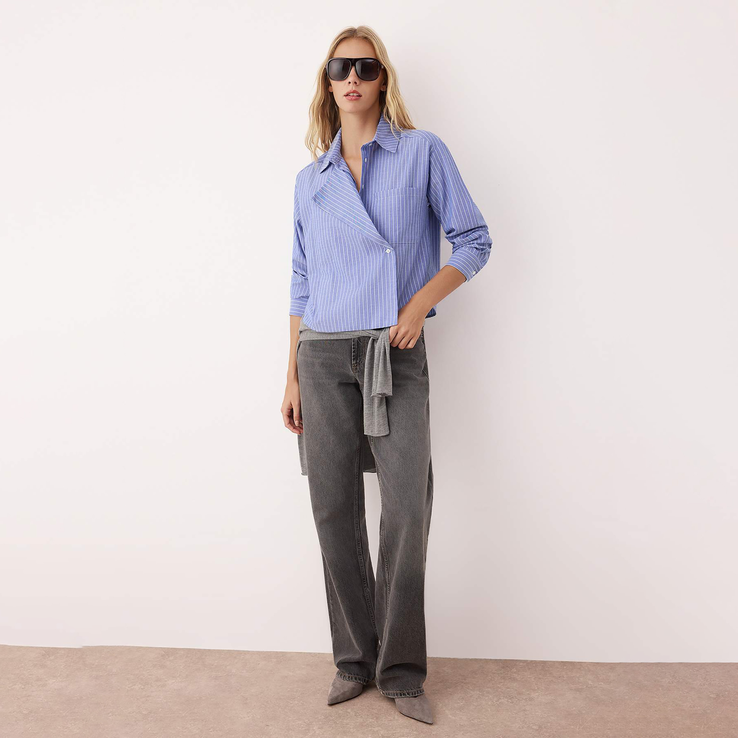 Blue Striped Collared Women's Shirt-women-clothing-shirtsandblouses-shirts-image-2