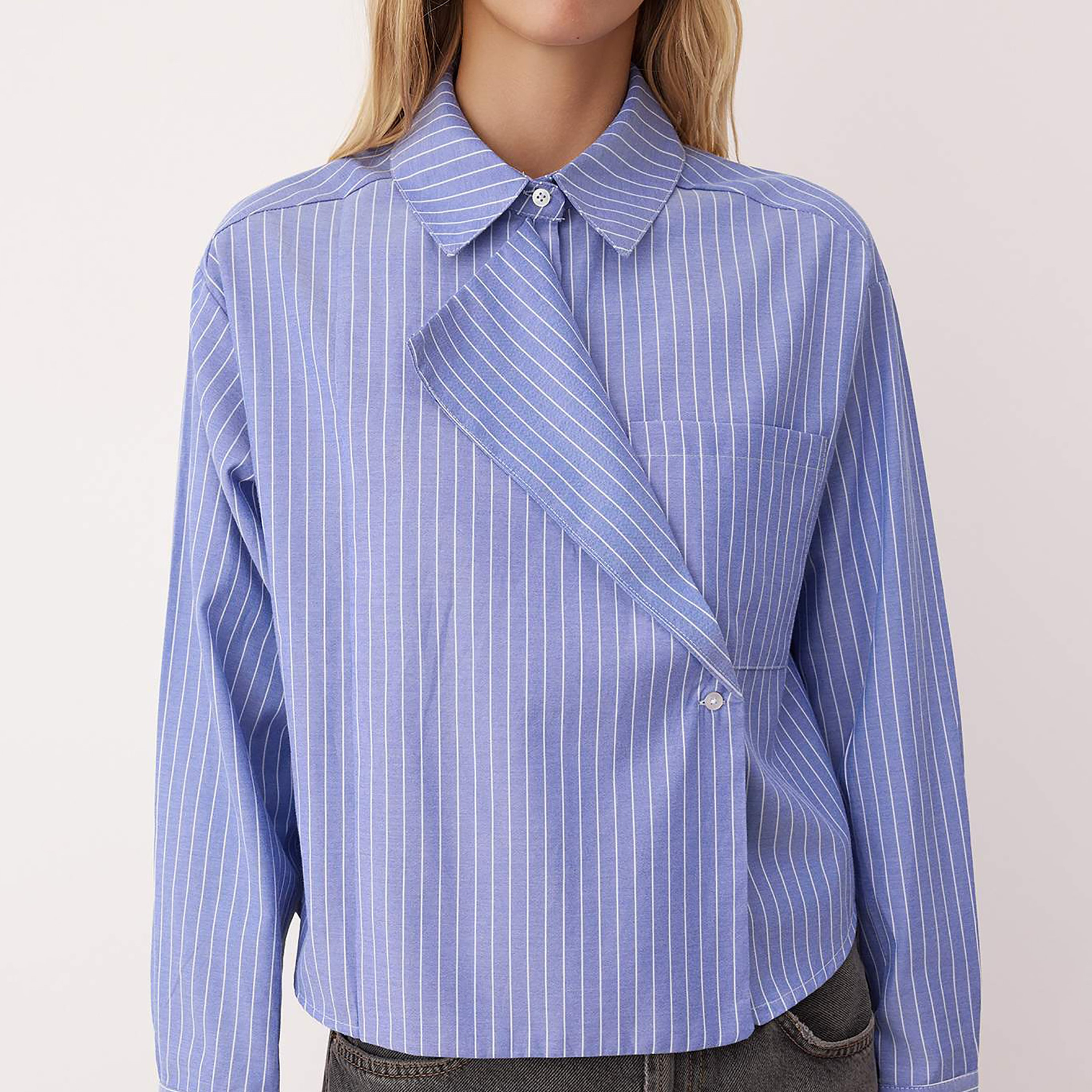Blue Striped Collared Women's Shirt-women-clothing-shirtsandblouses-shirts-image-4