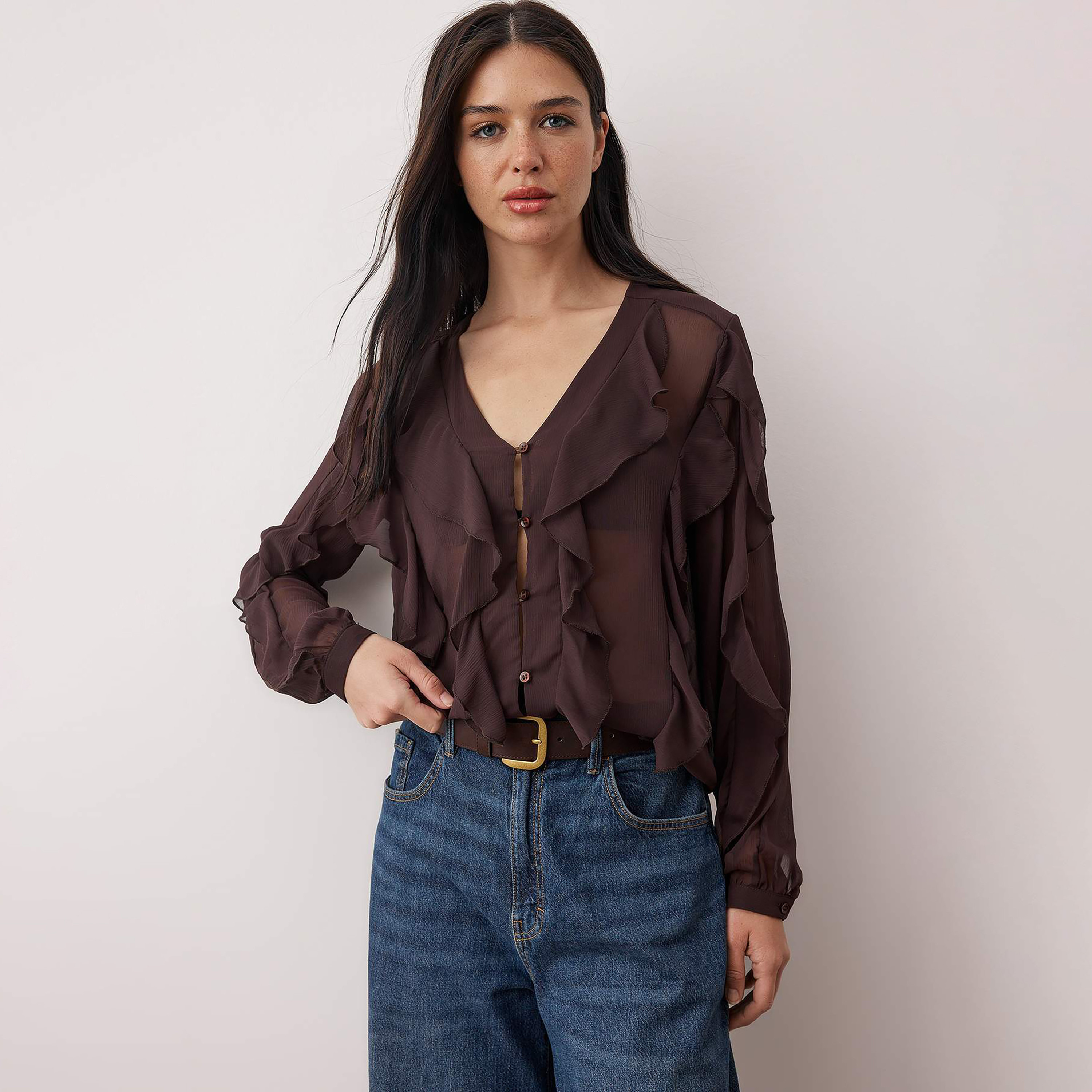 Trendyolmilla Ruffled Bishop Sleeves Women's Top-women-clothing-shirtsandblouses-blouses-image-1