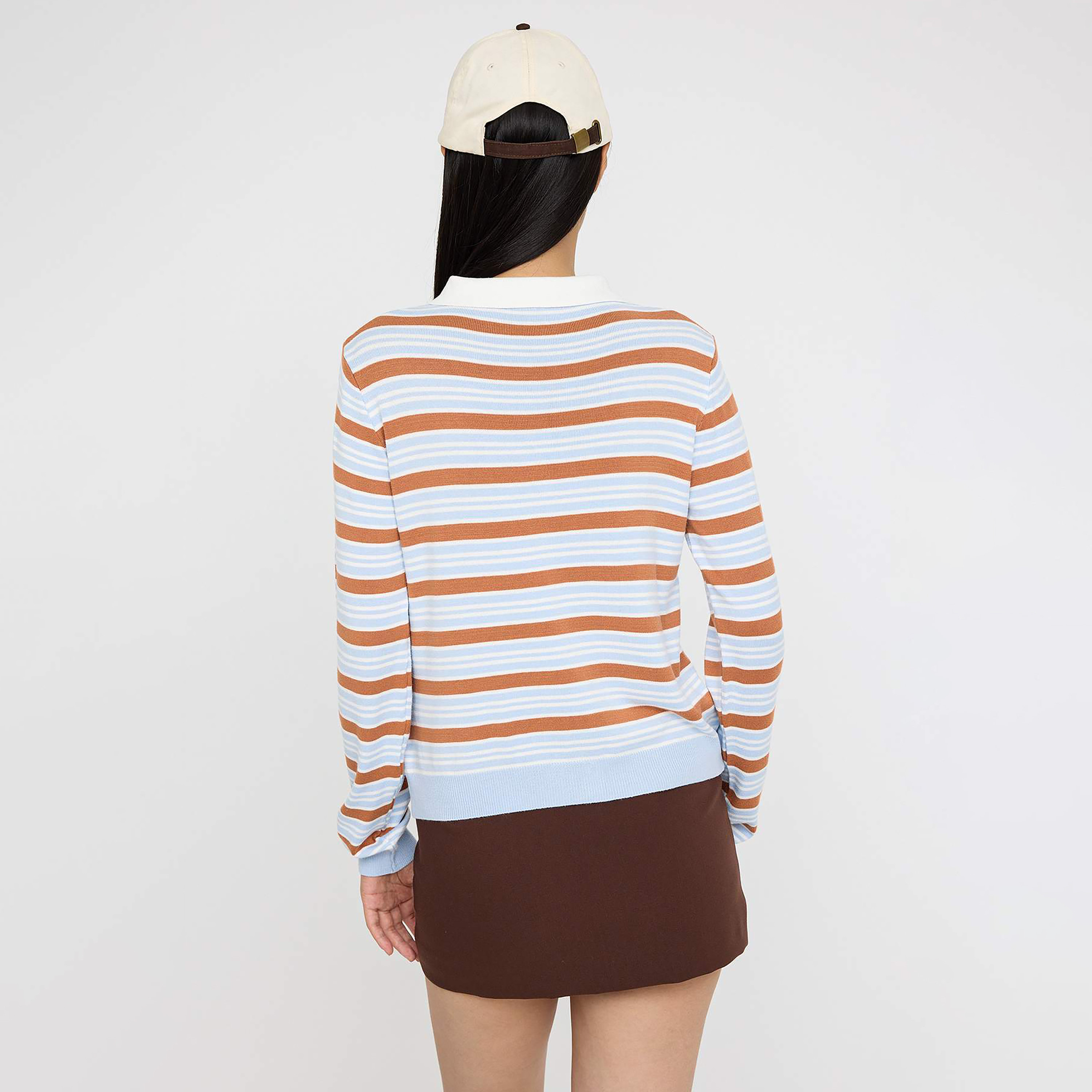 كارديجان حريمي مخطط متعدد الألوان بياقة متباينة من ترينديول ميلا-women-winterwear-cardigansandjumpers-cardigans-image-3