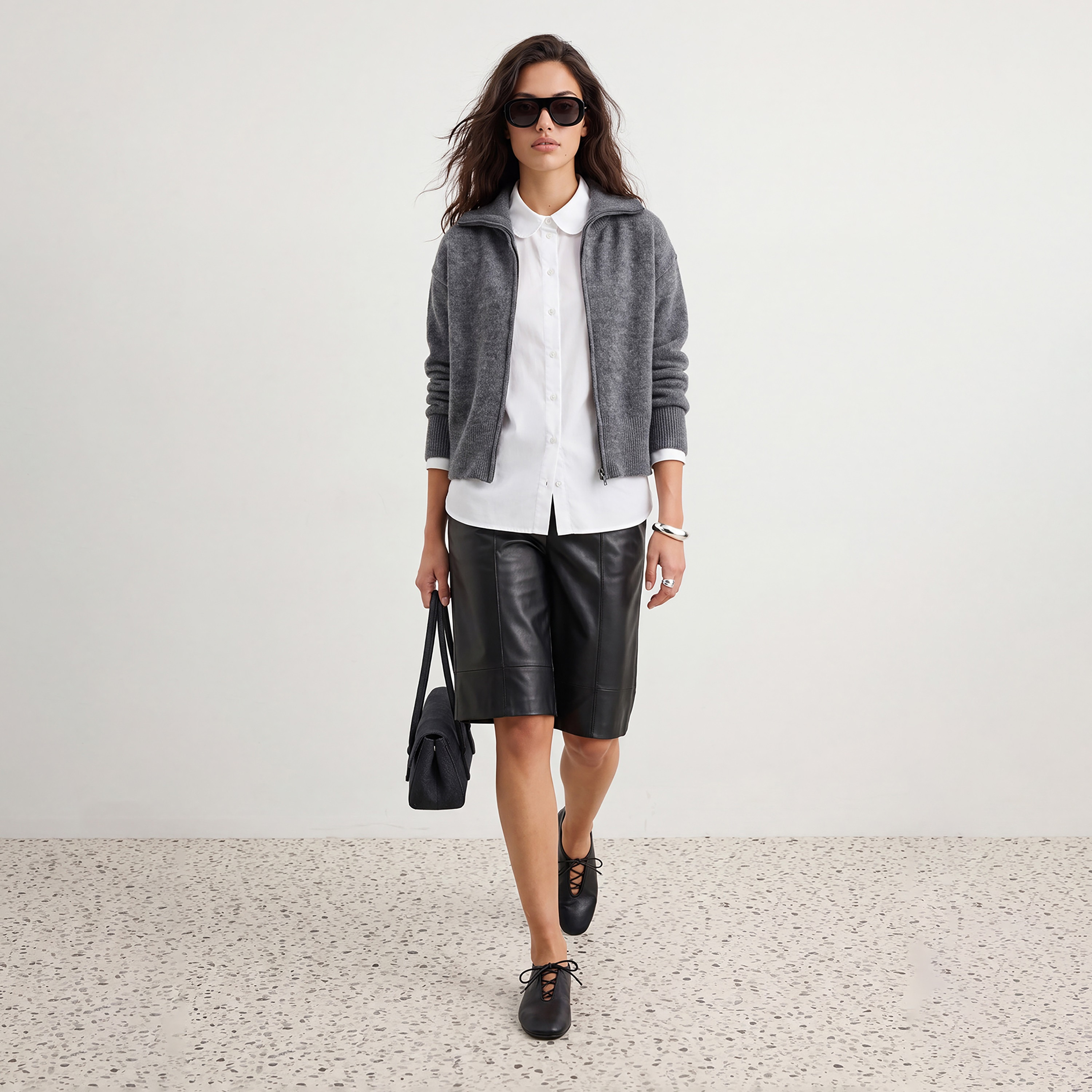 كارديجان حريمي رمادي بياقة وأكمام منسدلة من تريندyol ميلا-women-winterwear-cardigansandjumpers-cardigans-image-2