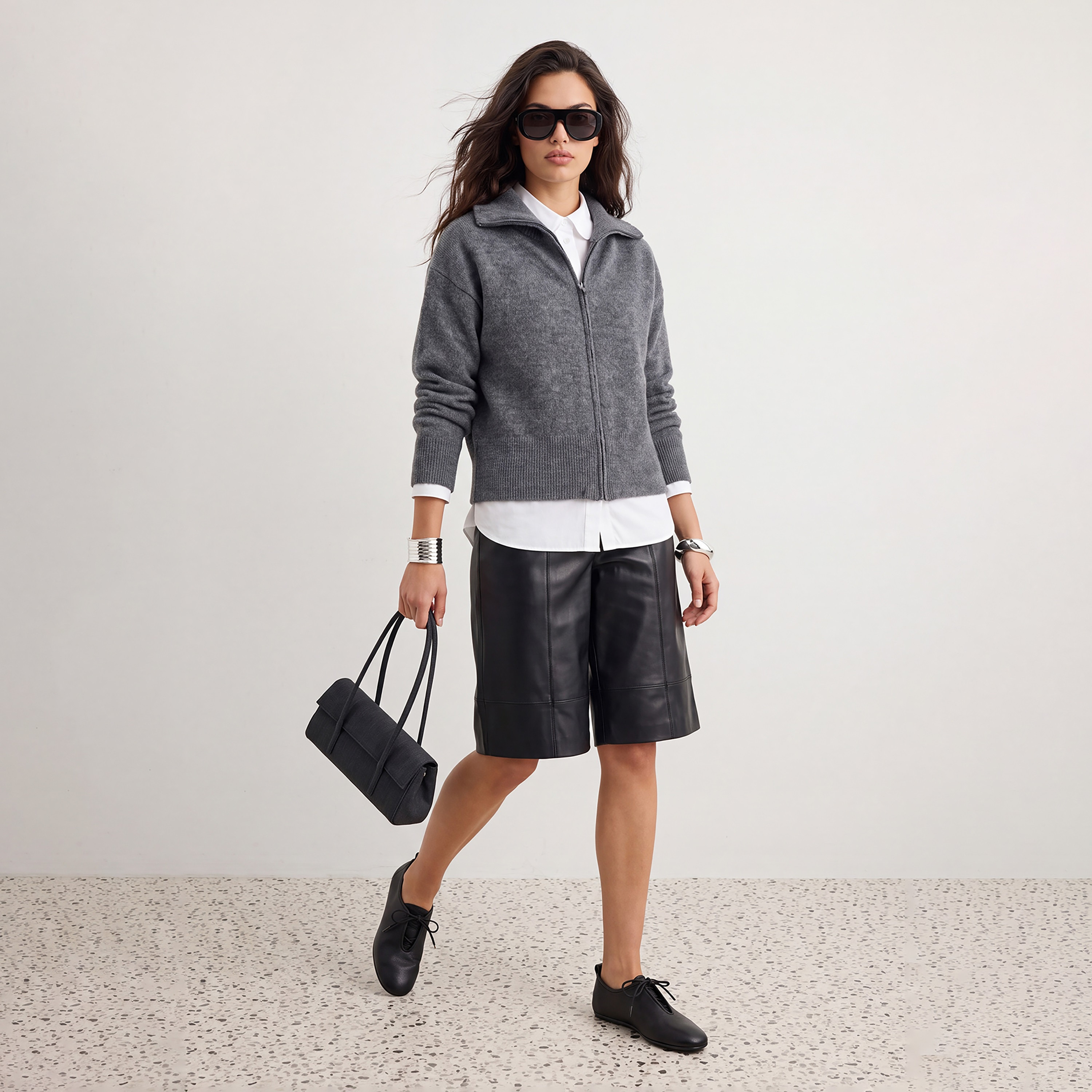 كارديجان حريمي رمادي بياقة وأكمام منسدلة من تريندyol ميلا-women-winterwear-cardigansandjumpers-cardigans-image-3
